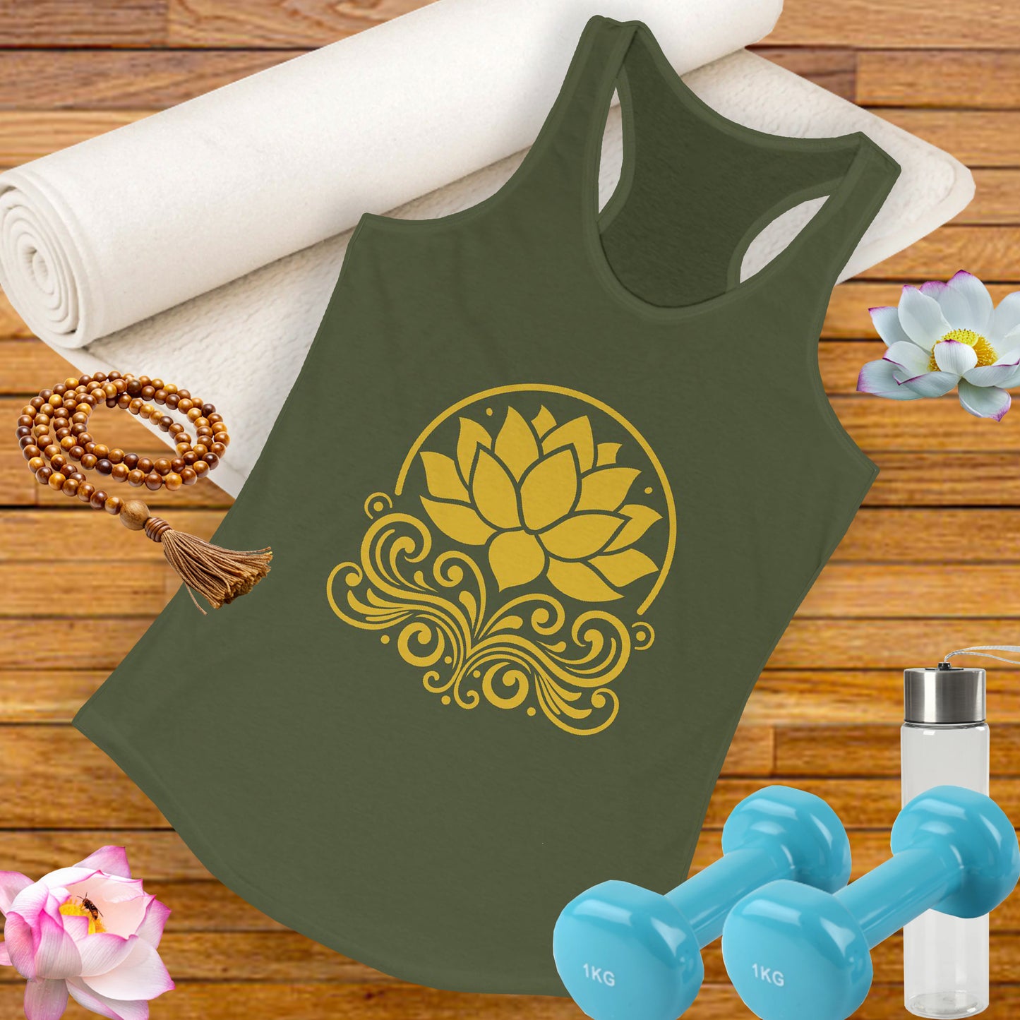 Golden Lotus Racerback Tank - Radiate Grace & Strength