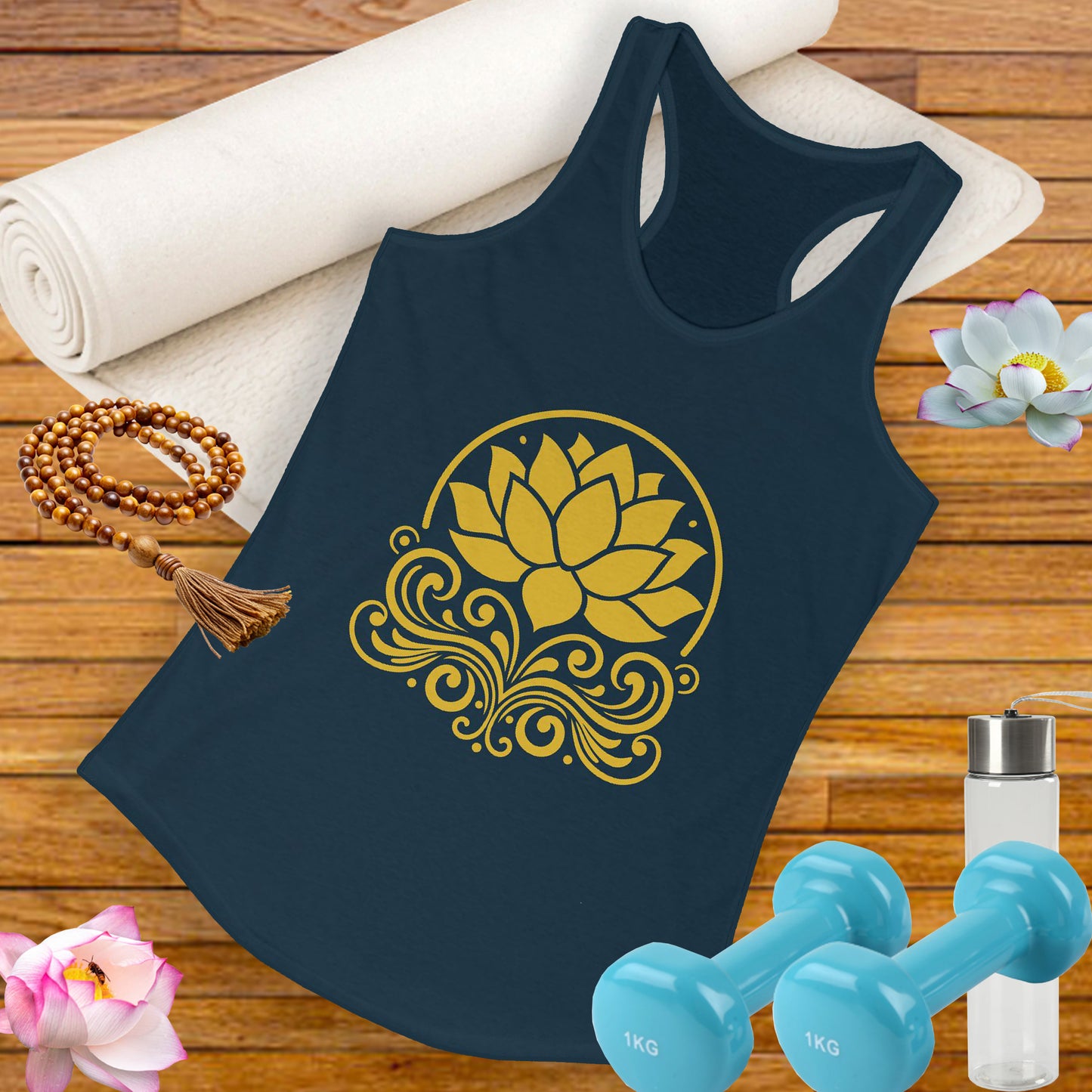 Golden Lotus Racerback Tank - Radiate Grace & Strength
