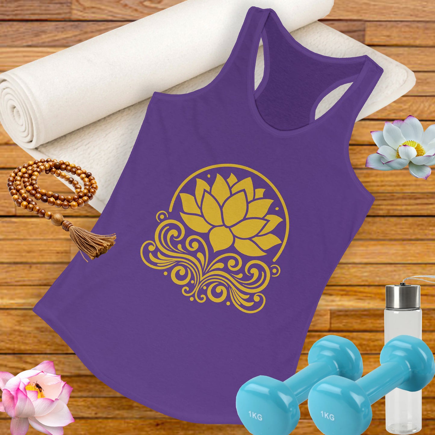 Golden Lotus Racerback Tank - Radiate Grace & Strength