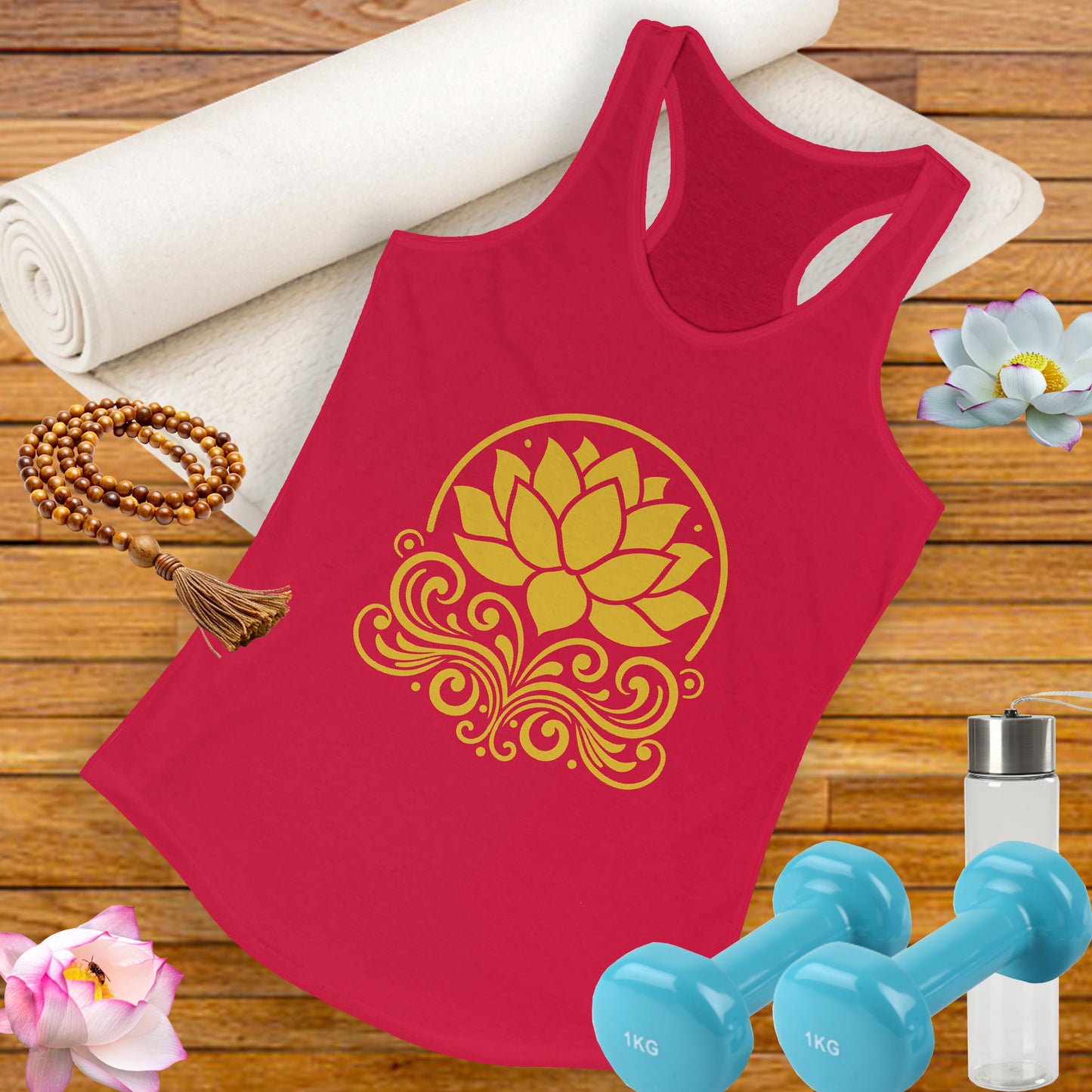 Golden Lotus Racerback Tank - Radiate Grace & Strength