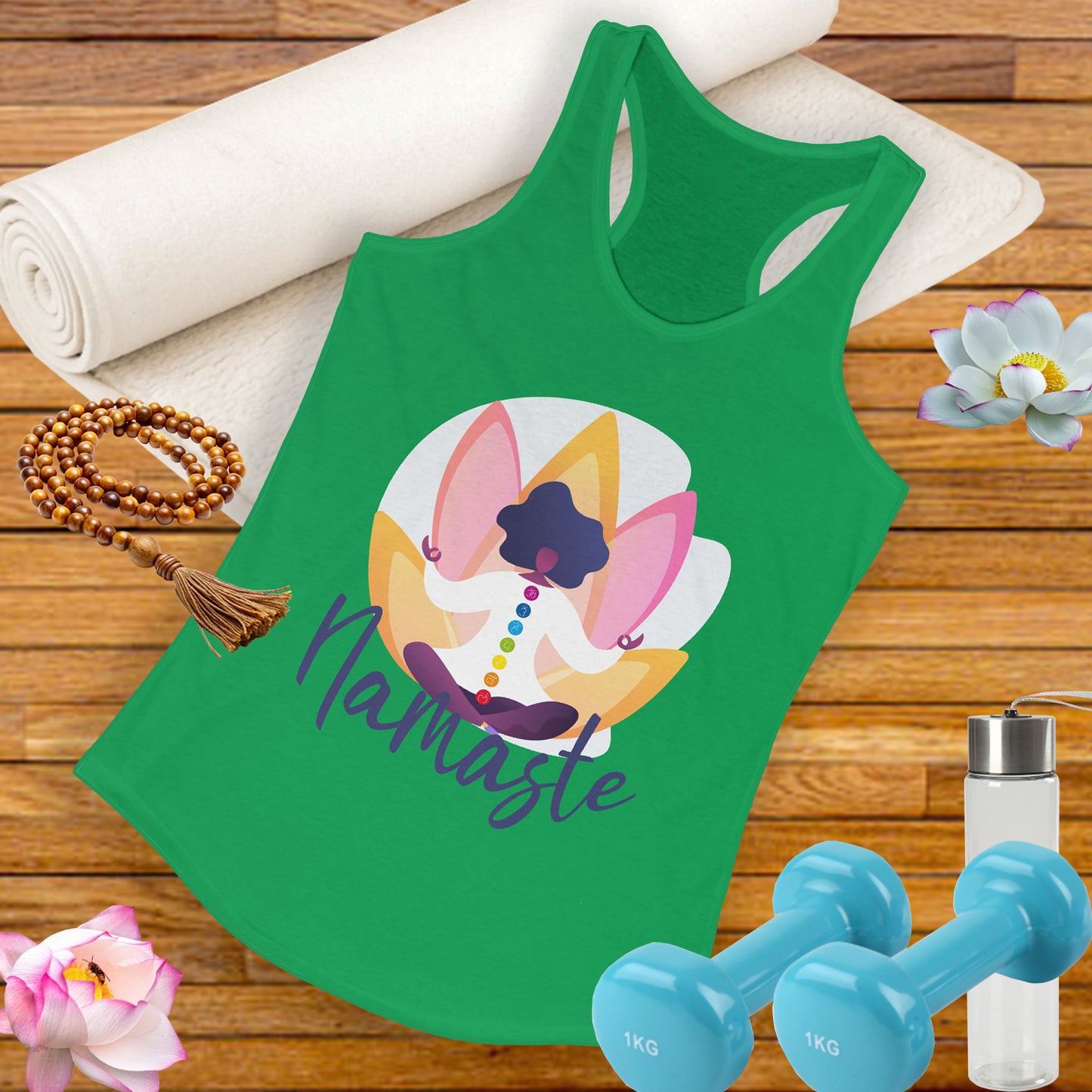 Embrace Your Inner Peace - "Namaste" Yoga Women's Racerback Tank Top - Inspirational Activewear for Mindfulness and Relaxation