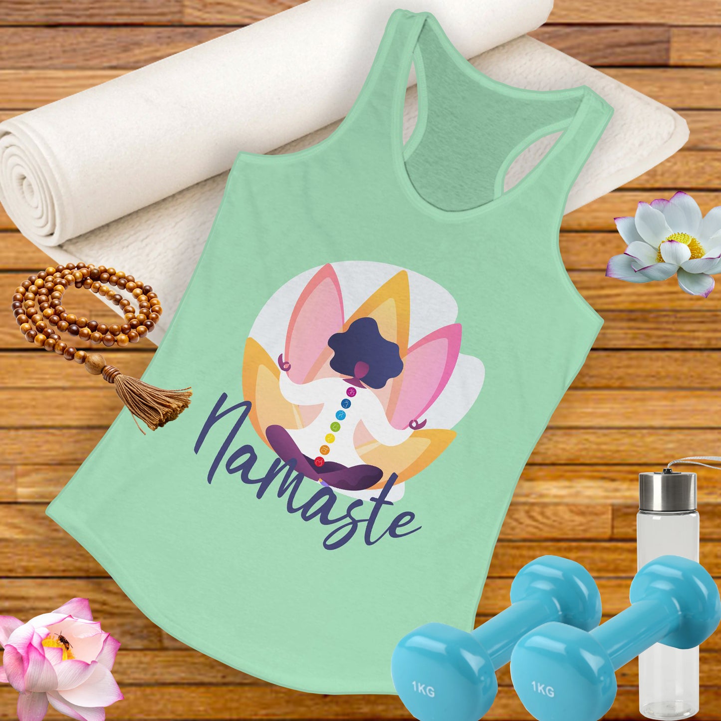 Embrace Your Inner Peace - "Namaste" Yoga Women's Racerback Tank Top - Inspirational Activewear for Mindfulness and Relaxation