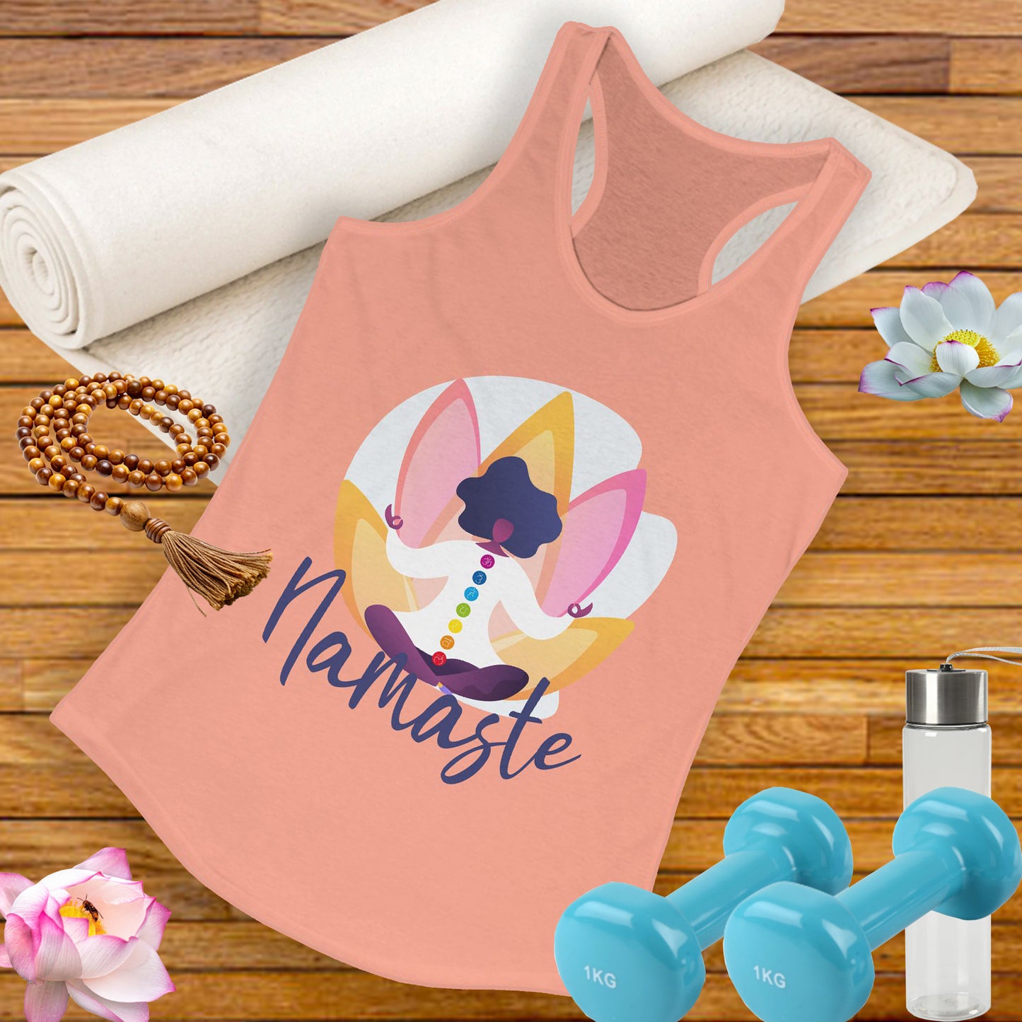 Embrace Your Inner Peace - "Namaste" Yoga Women's Racerback Tank Top - Inspirational Activewear for Mindfulness and Relaxation