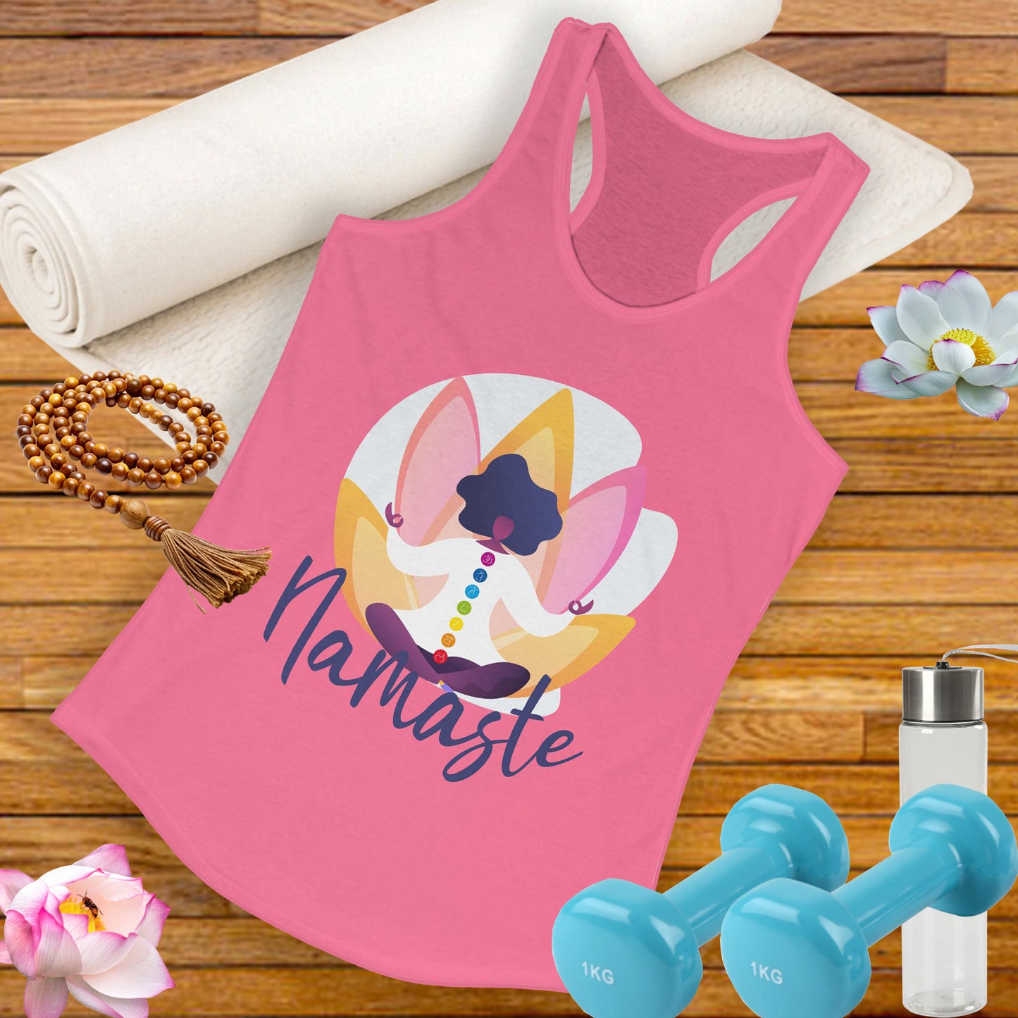 Embrace Your Inner Peace - "Namaste" Yoga Women's Racerback Tank Top - Inspirational Activewear for Mindfulness and Relaxation