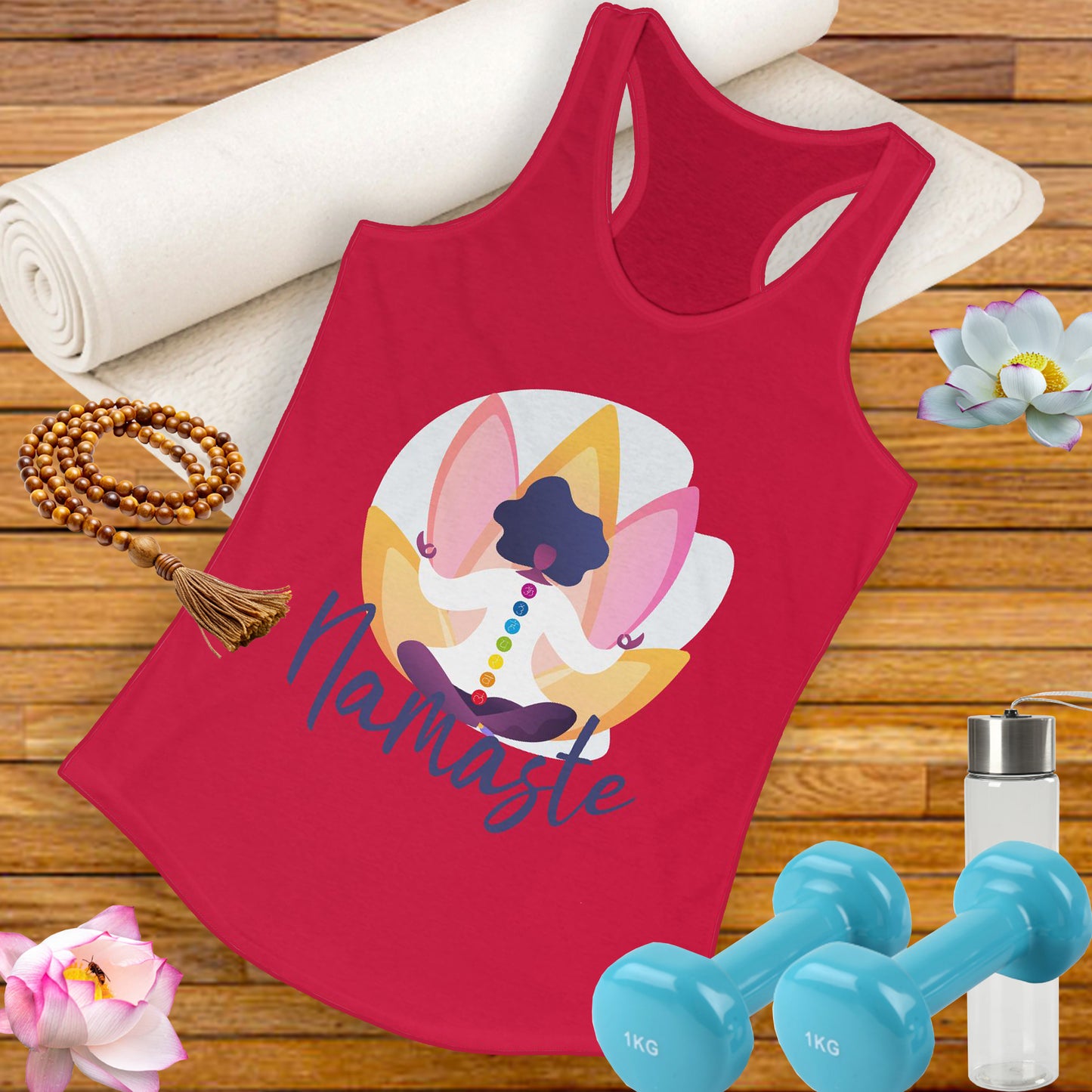 Embrace Your Inner Peace - "Namaste" Yoga Women's Racerback Tank Top - Inspirational Activewear for Mindfulness and Relaxation