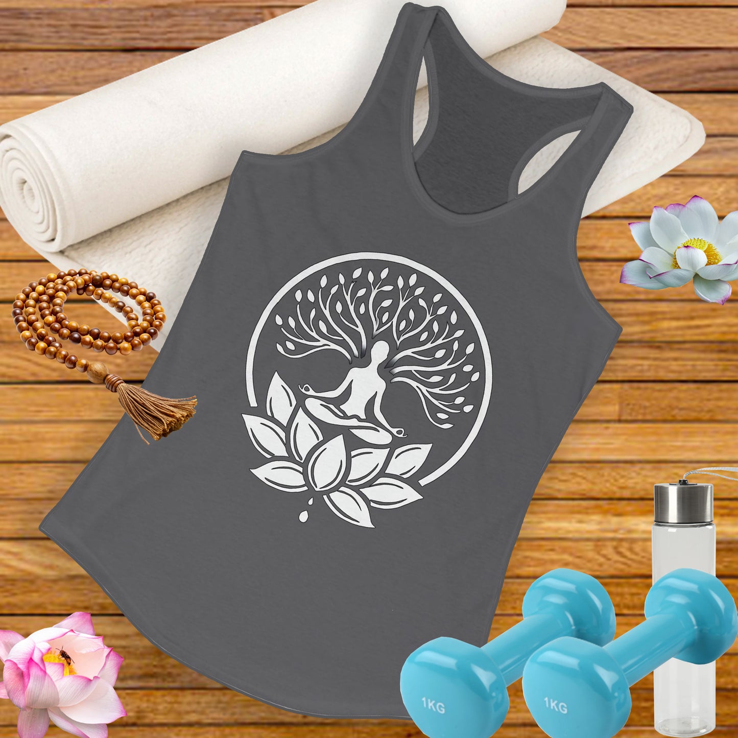 "Rooted in Stillness, Rising in Light" - Women's Racerback Tank