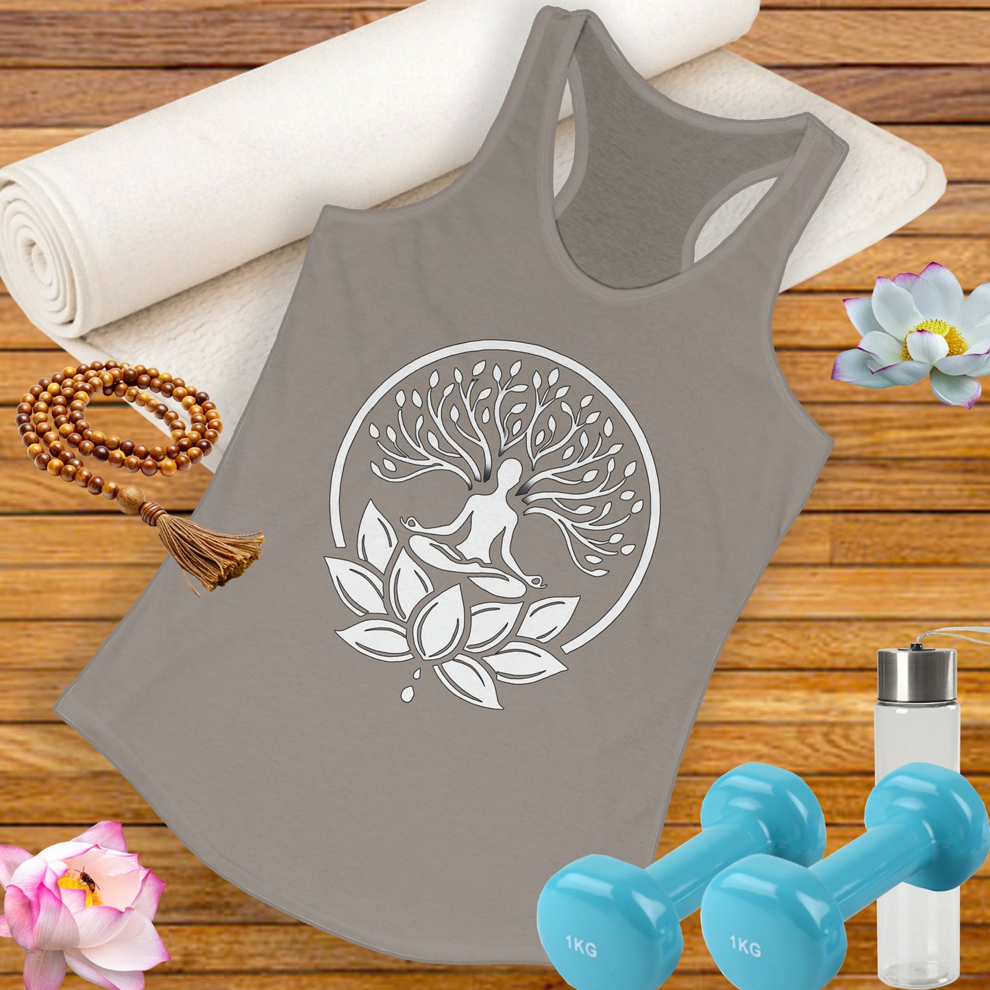 "Rooted in Stillness, Rising in Light" - Women's Racerback Tank
