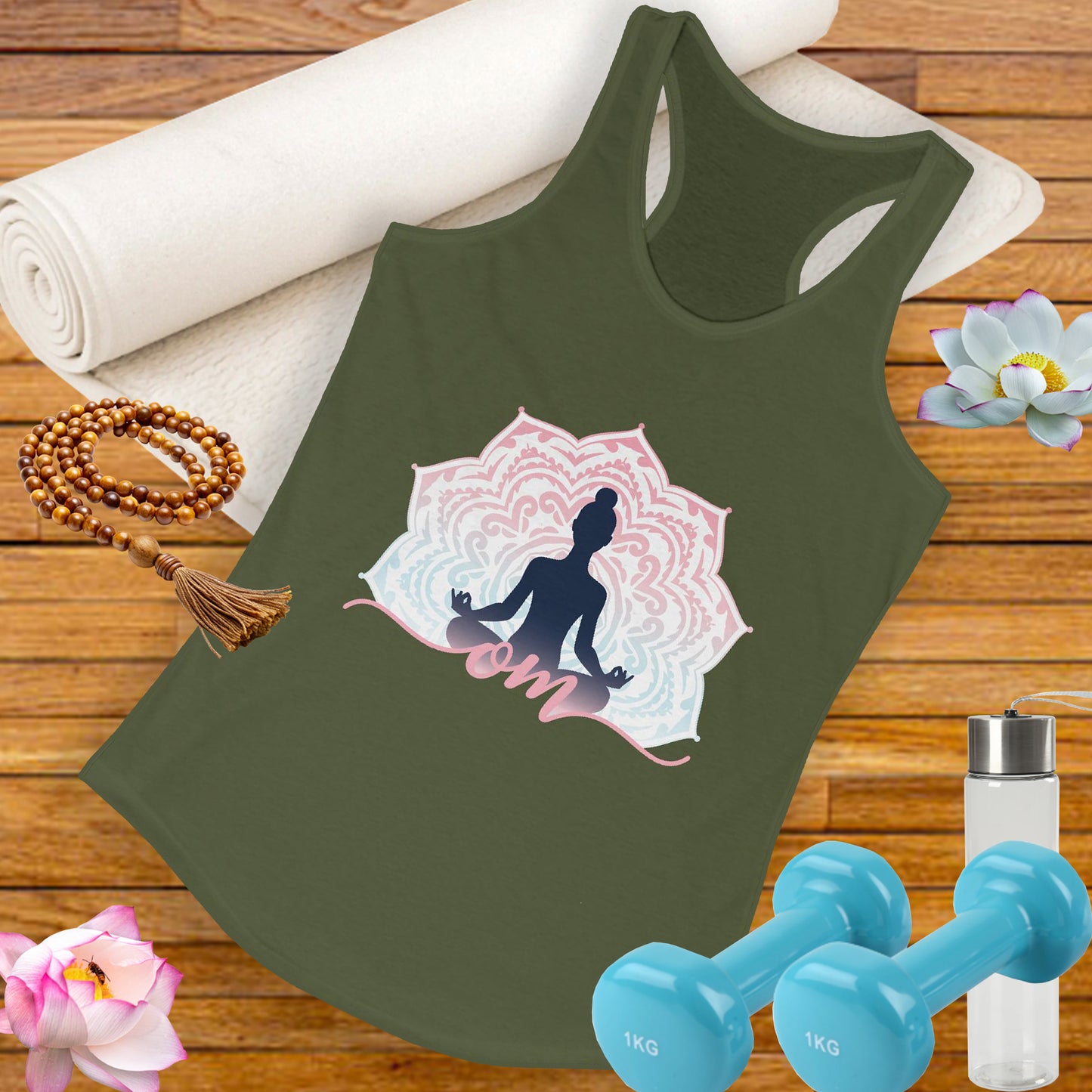 Mandala OM Meditation Racerback Tank – Move with Mindfulness, Radiate Inner Calm