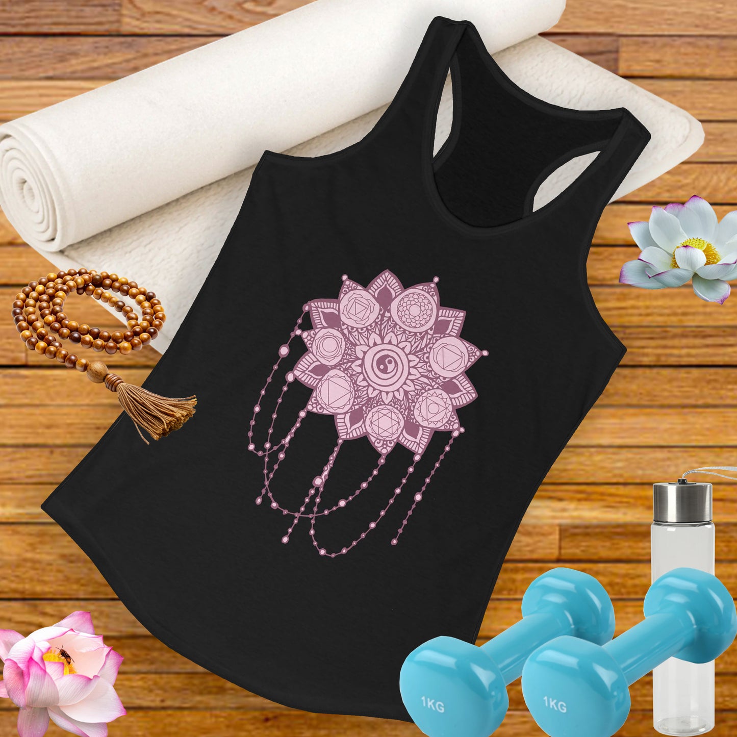 “Sacred Balance” - Mandala & Yin Yang Jewel Strings Racerback Tank