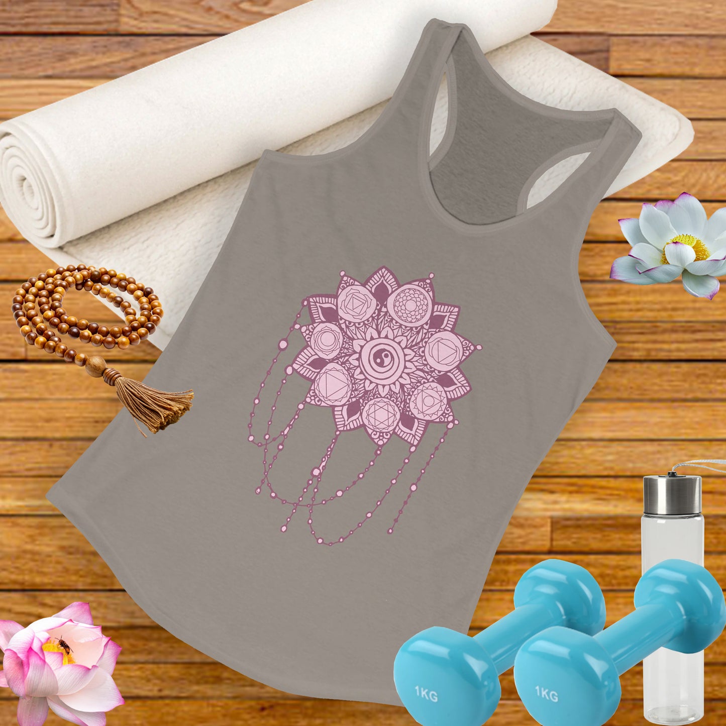 “Sacred Balance” - Mandala & Yin Yang Jewel Strings Racerback Tank