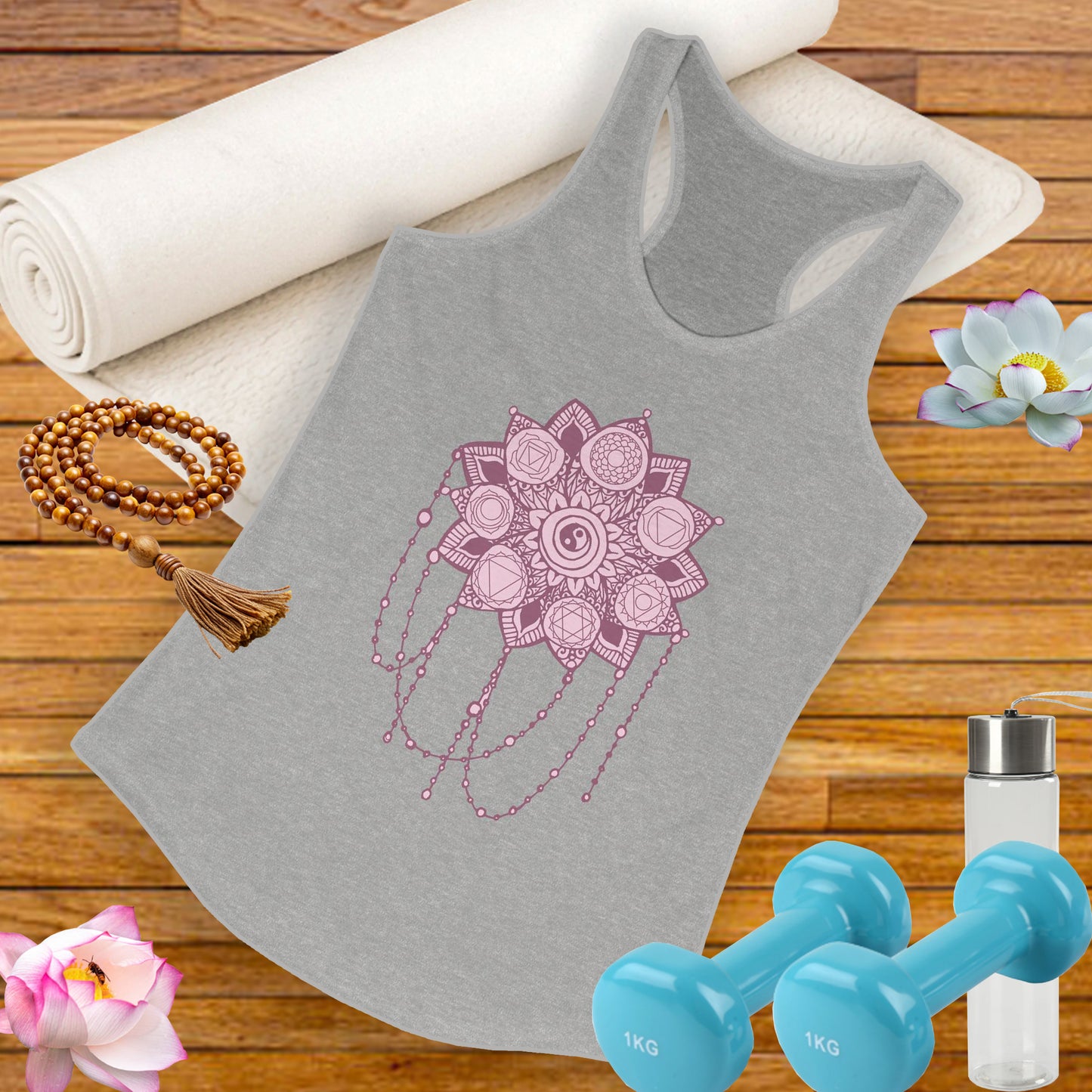 “Sacred Balance” - Mandala & Yin Yang Jewel Strings Racerback Tank