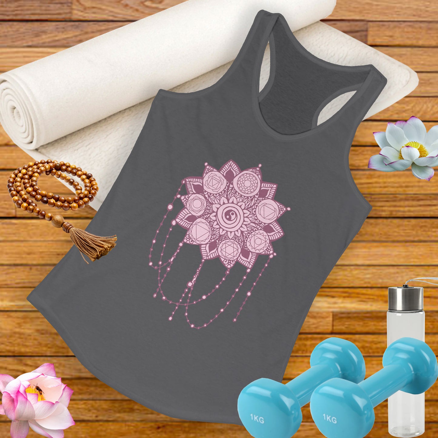 “Sacred Balance” - Mandala & Yin Yang Jewel Strings Racerback Tank