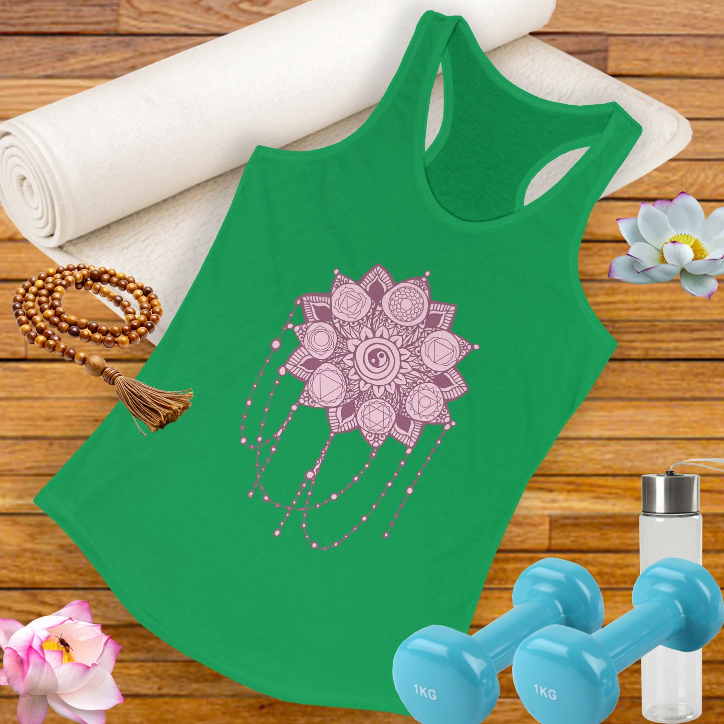 “Sacred Balance” - Mandala & Yin Yang Jewel Strings Racerback Tank