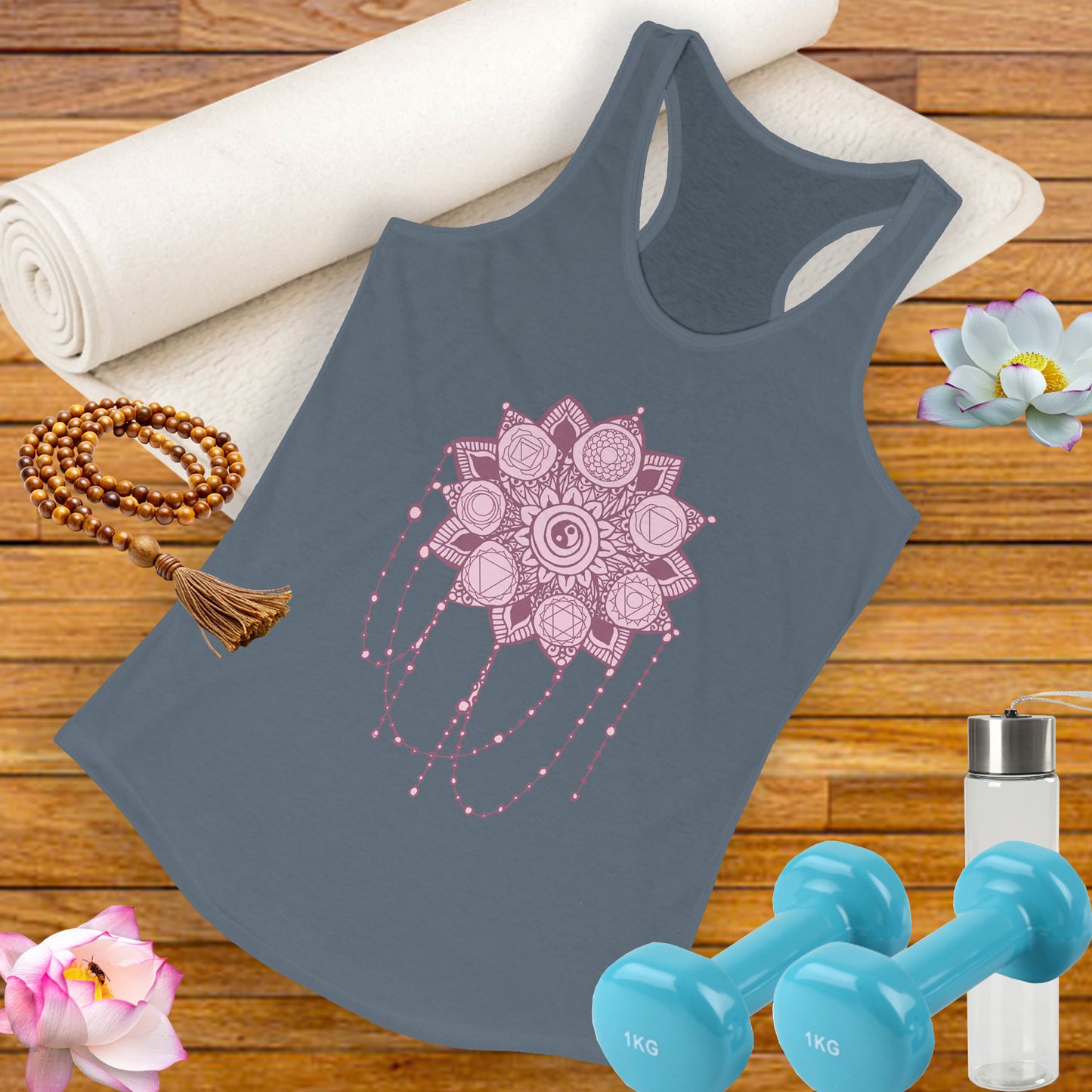 “Sacred Balance” - Mandala & Yin Yang Jewel Strings Racerback Tank
