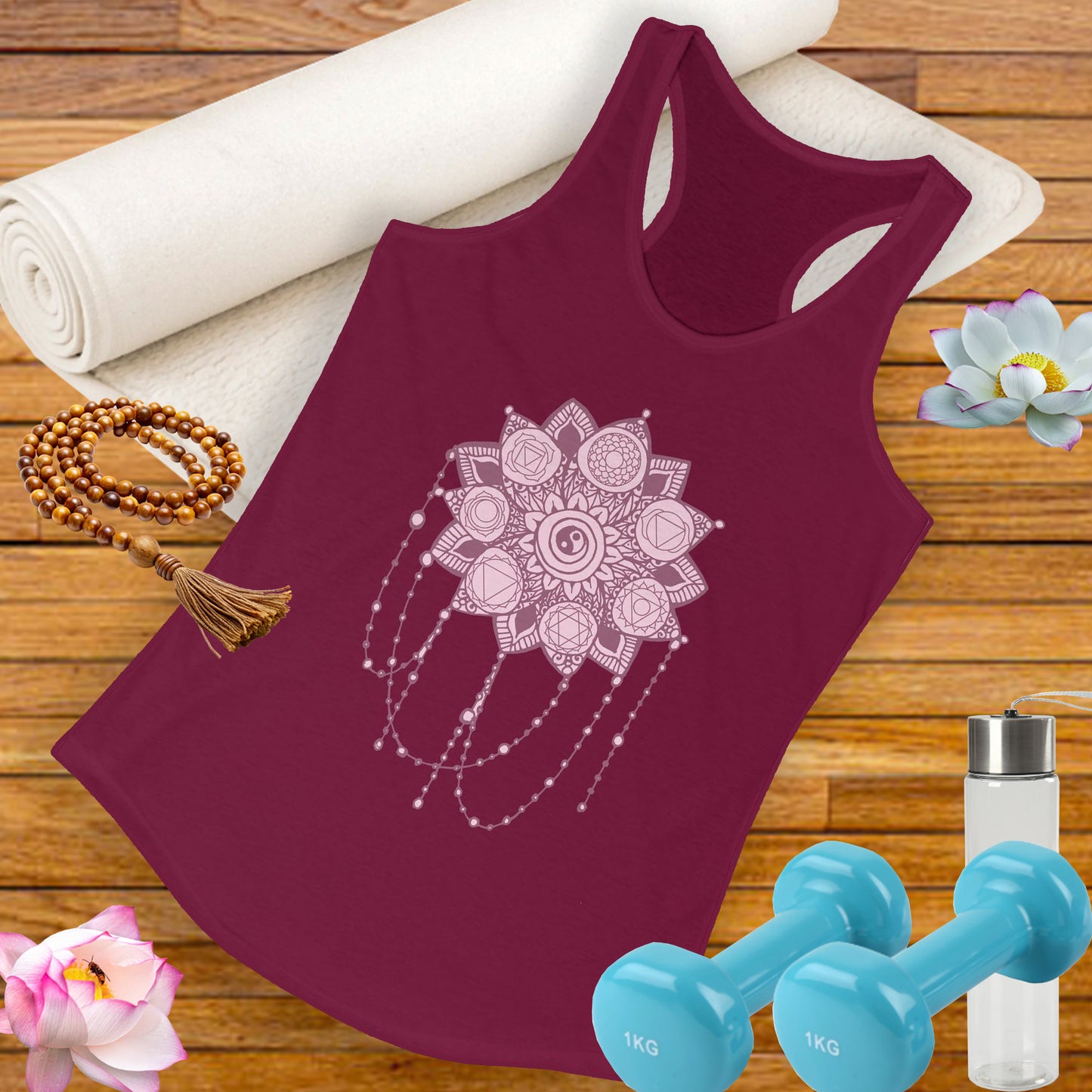 “Sacred Balance” - Mandala & Yin Yang Jewel Strings Racerback Tank
