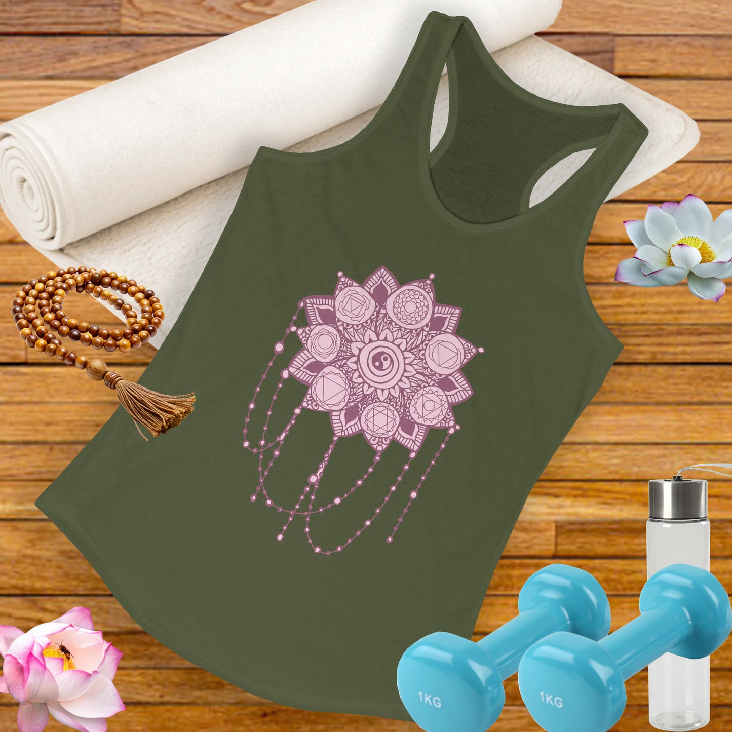 “Sacred Balance” - Mandala & Yin Yang Jewel Strings Racerback Tank