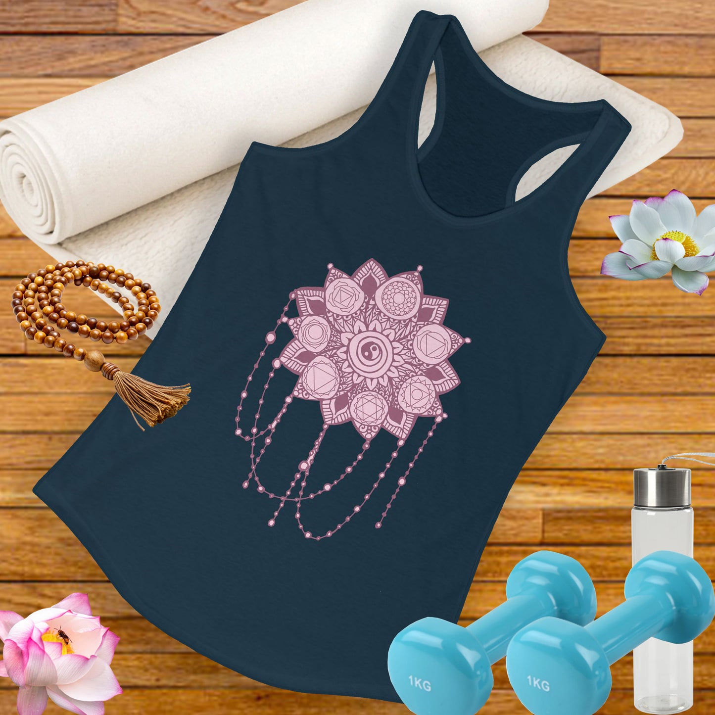 “Sacred Balance” - Mandala & Yin Yang Jewel Strings Racerback Tank