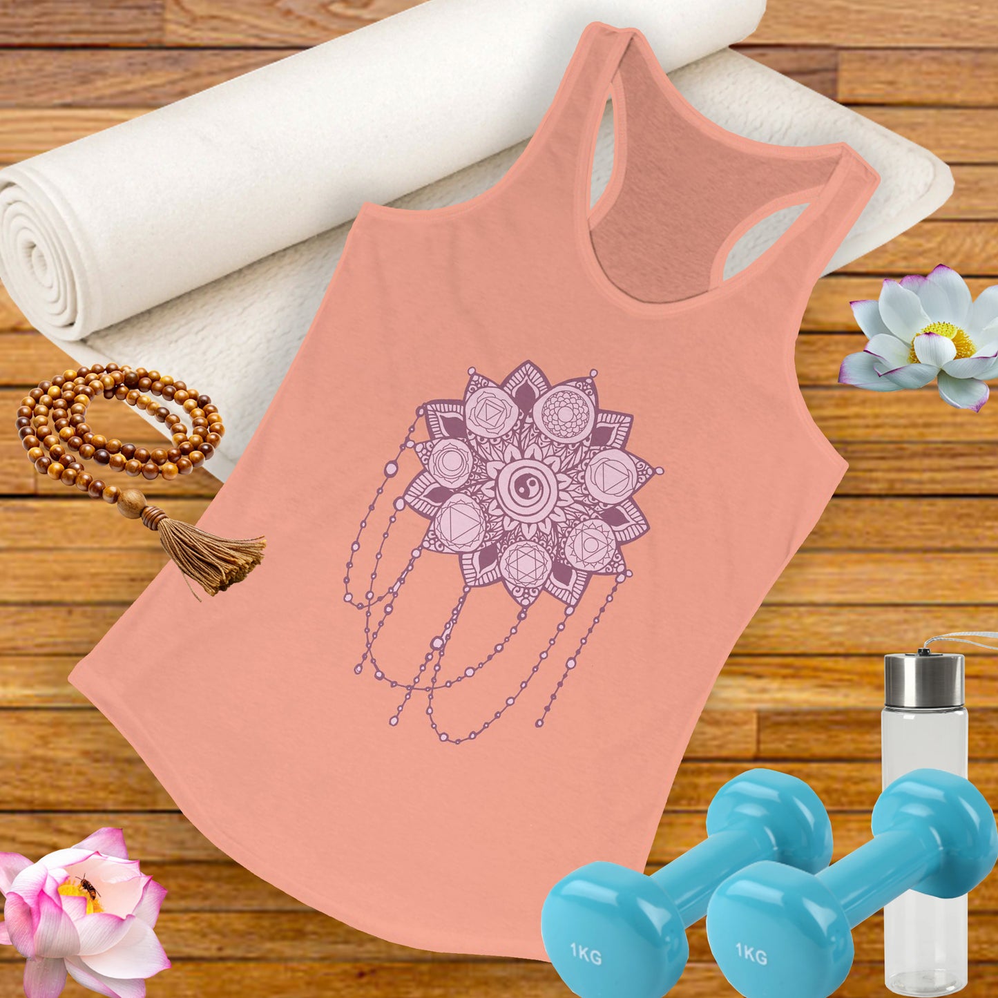 “Sacred Balance” - Mandala & Yin Yang Jewel Strings Racerback Tank