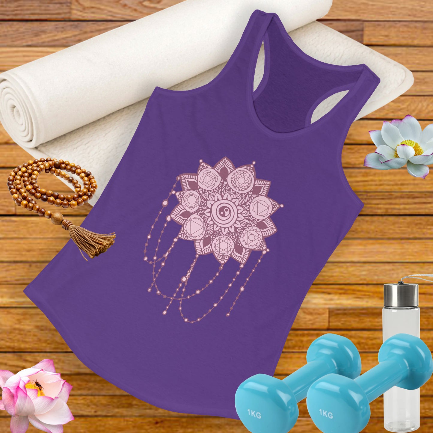“Sacred Balance” - Mandala & Yin Yang Jewel Strings Racerback Tank
