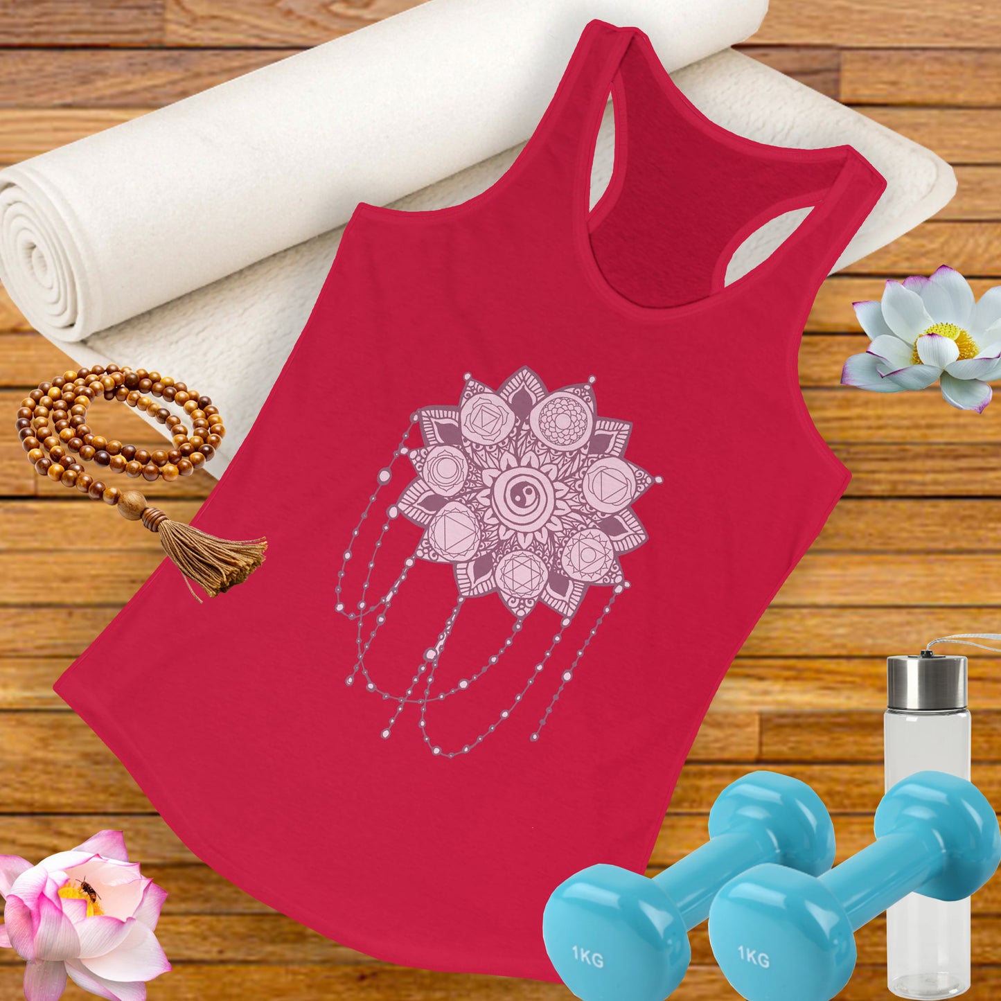 “Sacred Balance” - Mandala & Yin Yang Jewel Strings Racerback Tank