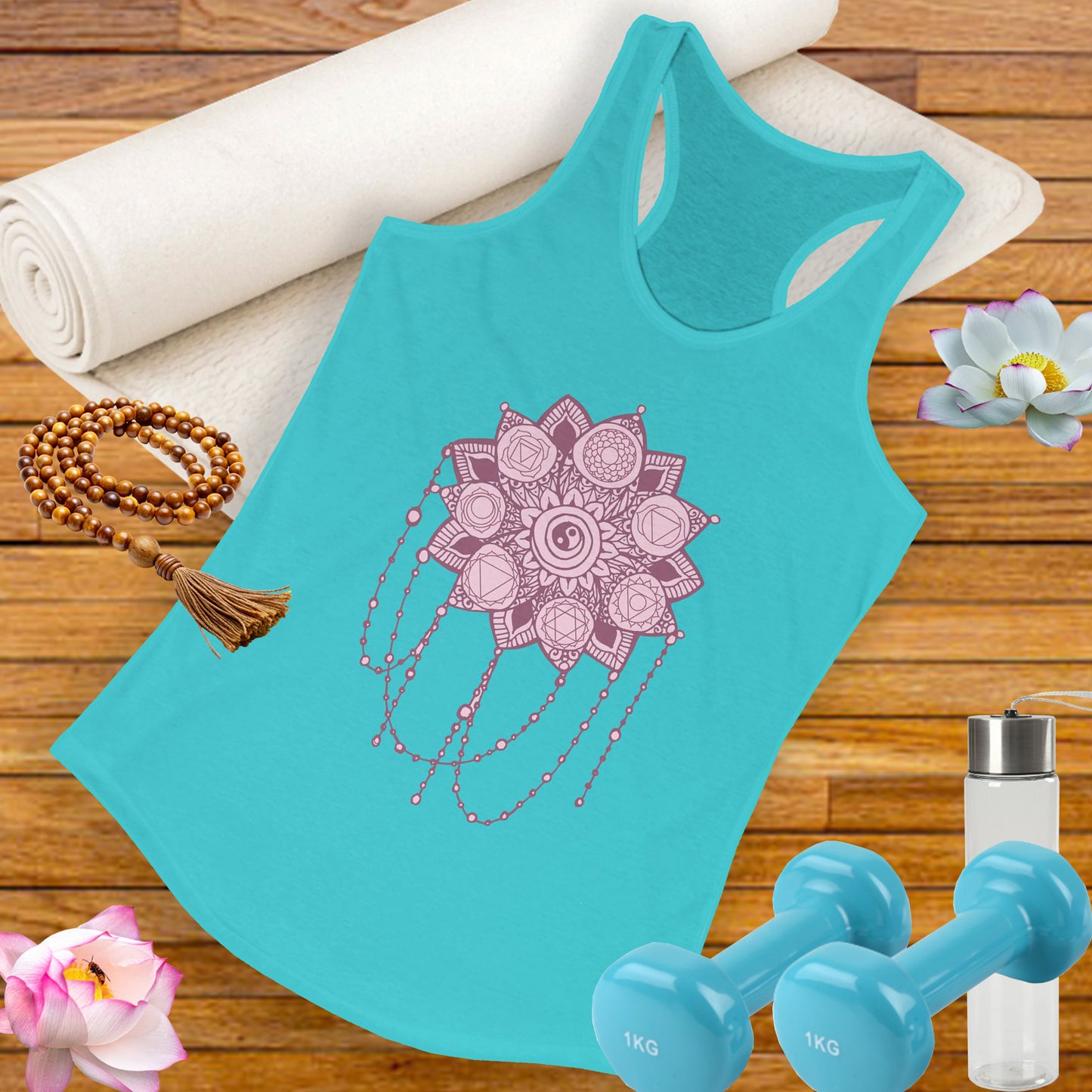 “Sacred Balance” - Mandala & Yin Yang Jewel Strings Racerback Tank