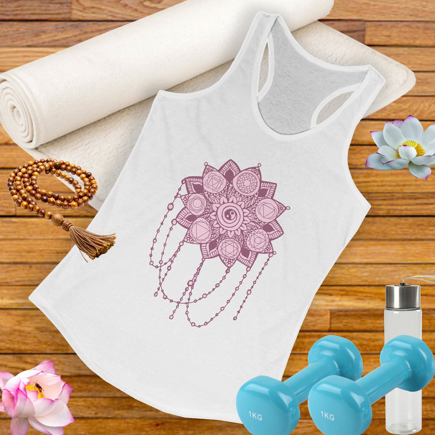 “Sacred Balance” - Mandala & Yin Yang Jewel Strings Racerback Tank