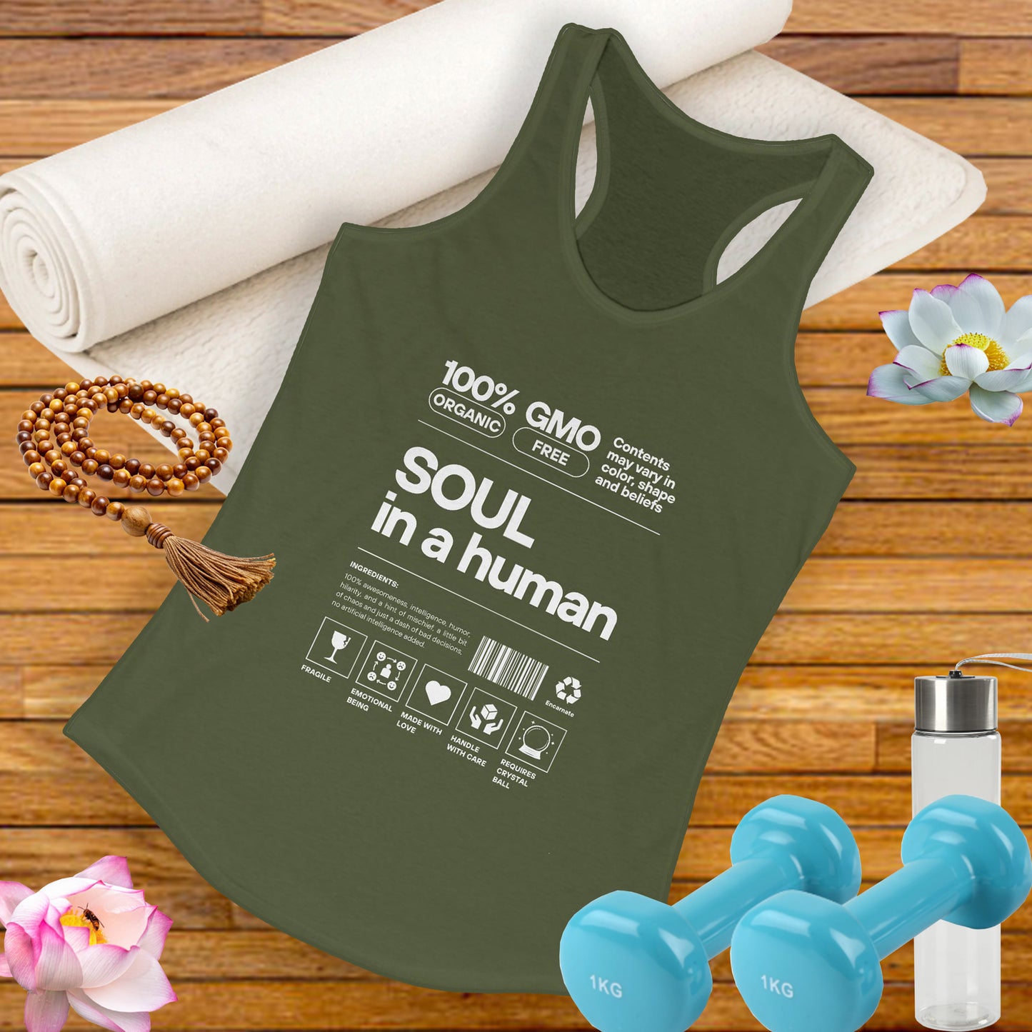 "Soul in a Human" Women's Tank Top - Nourish Your Spirit, Move with Intention