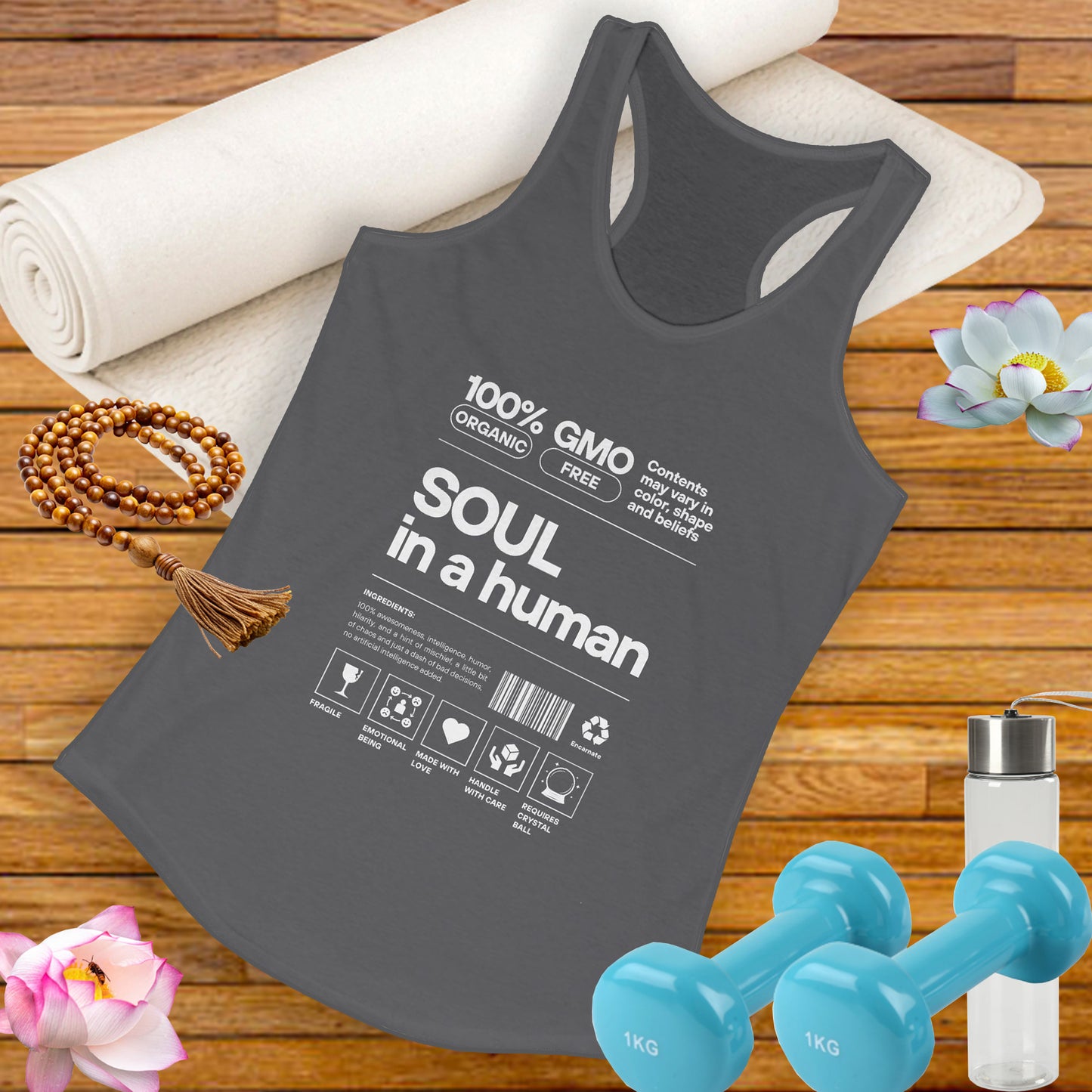 "Soul in a Human" Women's Tank Top - Nourish Your Spirit, Move with Intention