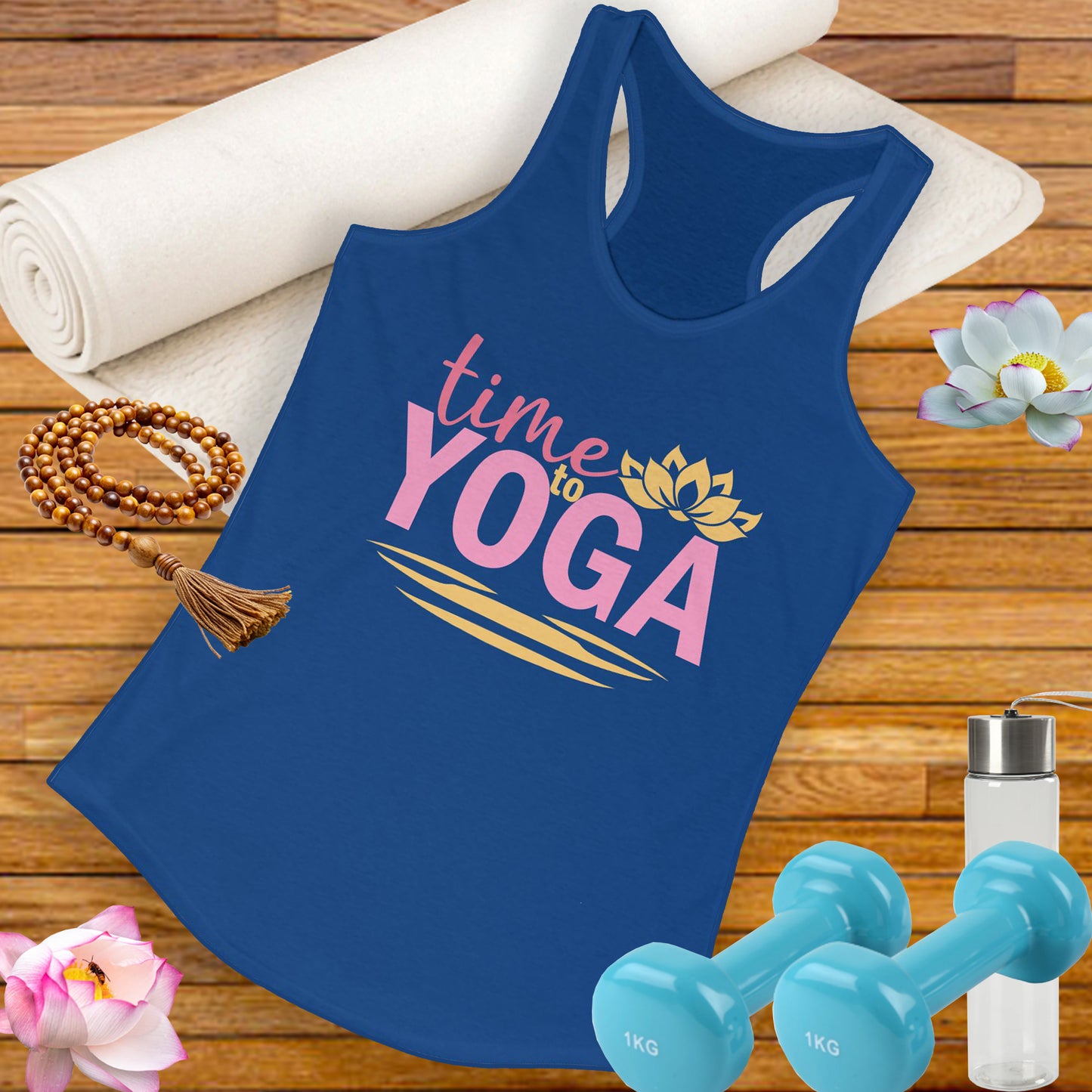 "Time to Yoga" - Flow into Presence Women's Racerback Tank Top - Relaxed Fit for Yoga and Fitness Enthusiasts