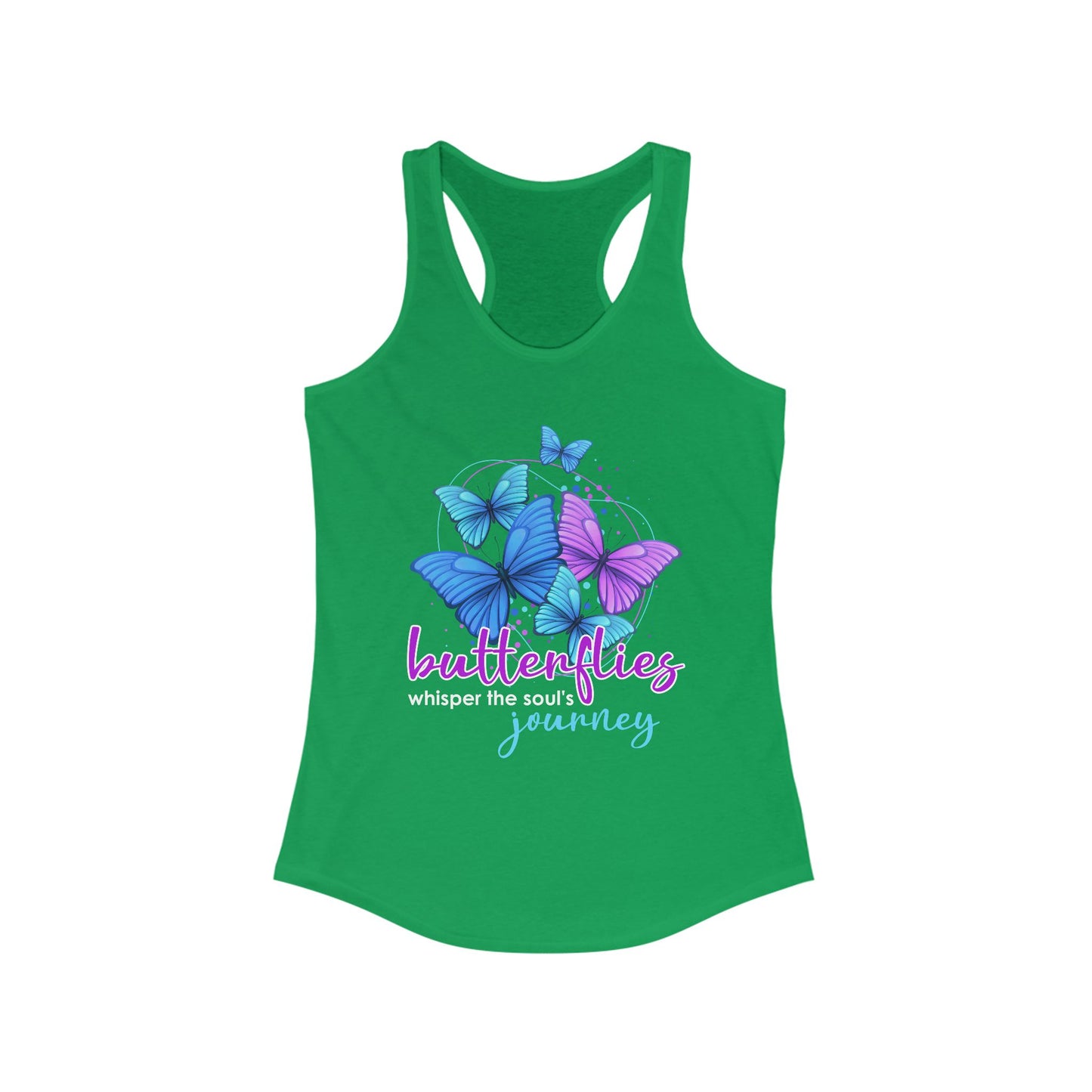 "Butterflies Whisper the Soul's Journey" Racerback Tank – Ethereal & Uplifting Women’s Top