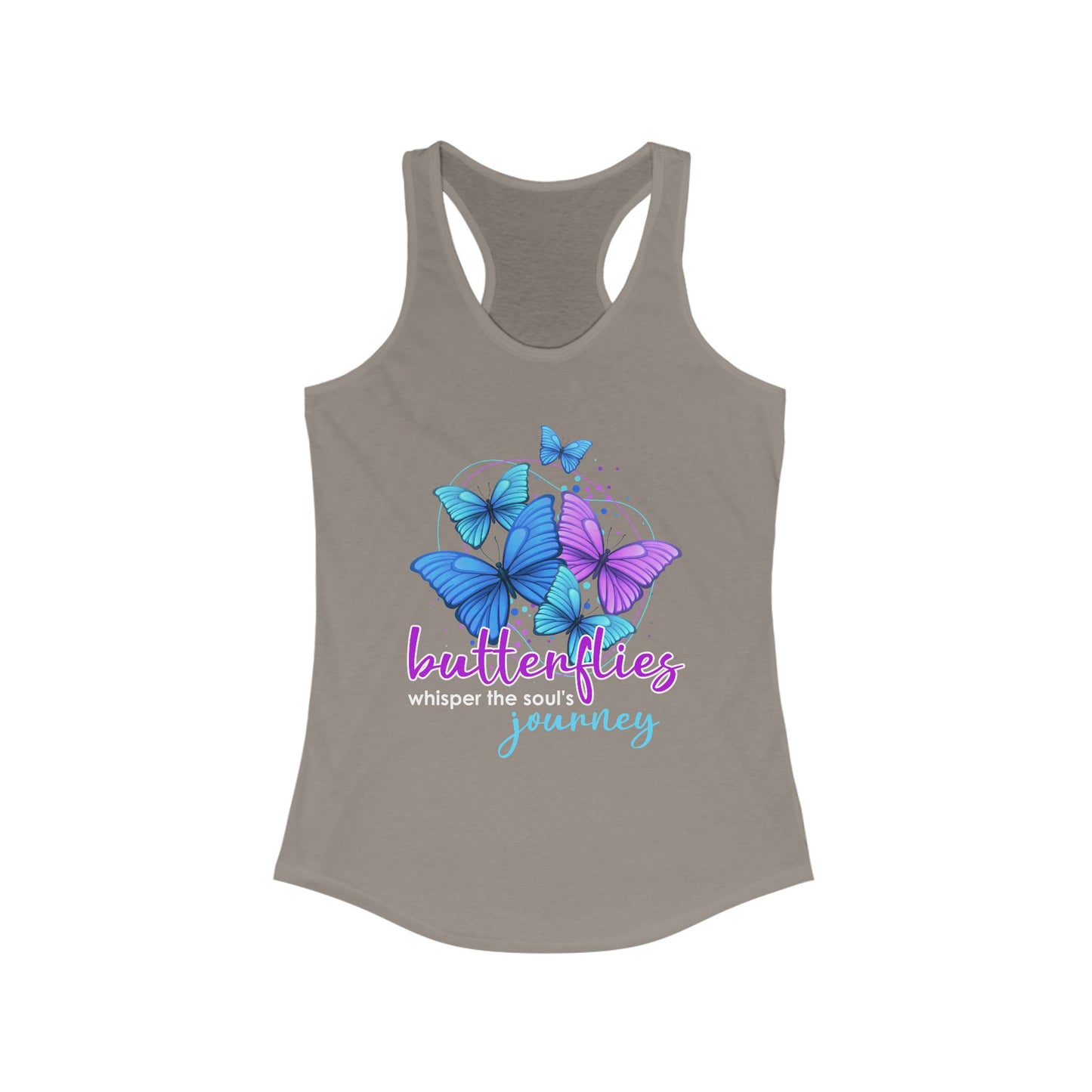 "Butterflies Whisper the Soul's Journey" Racerback Tank – Ethereal & Uplifting Women’s Top