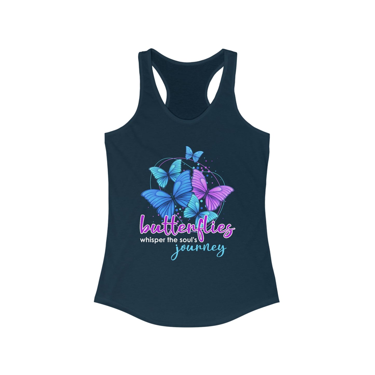 "Butterflies Whisper the Soul's Journey" Racerback Tank – Ethereal & Uplifting Women’s Top