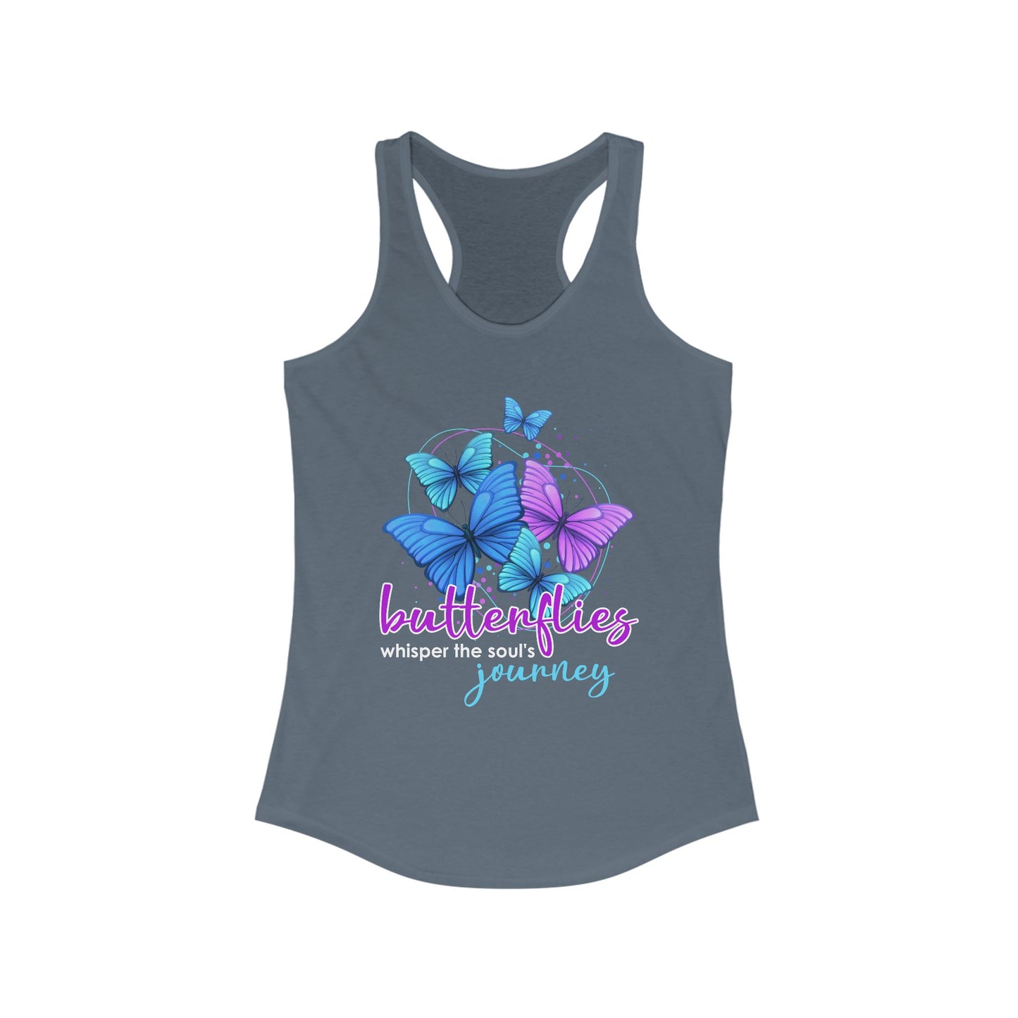"Butterflies Whisper the Soul's Journey" Racerback Tank – Ethereal & Uplifting Women’s Top