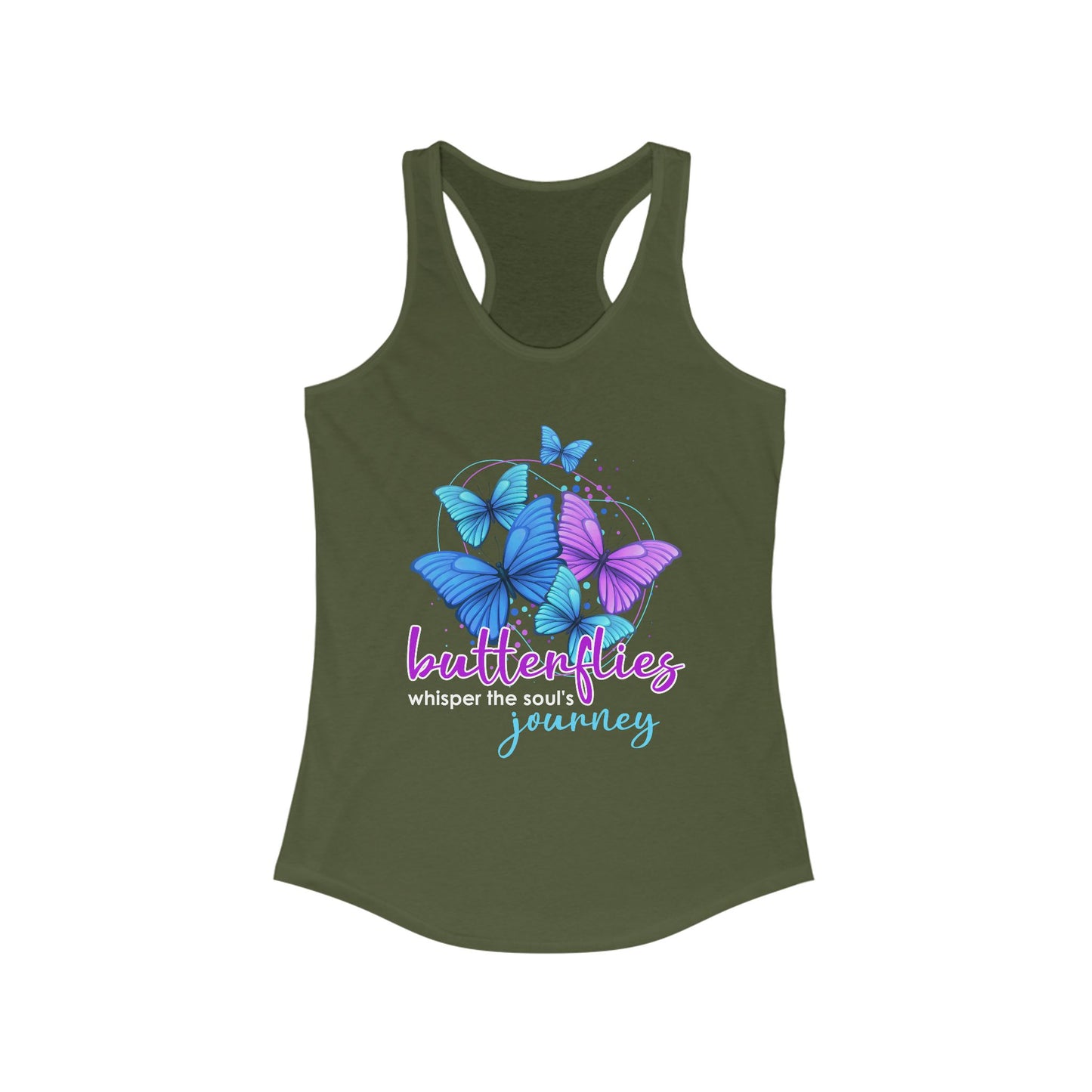 "Butterflies Whisper the Soul's Journey" Racerback Tank – Ethereal & Uplifting Women’s Top