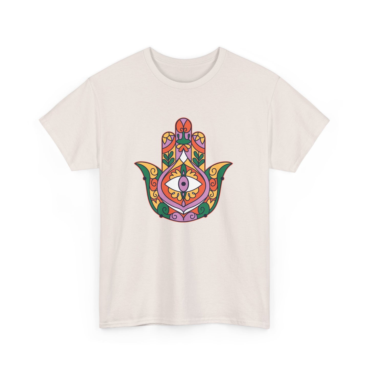 Guardian Spirit Heavy Cotton Tee - Hamsa Hand with Eye