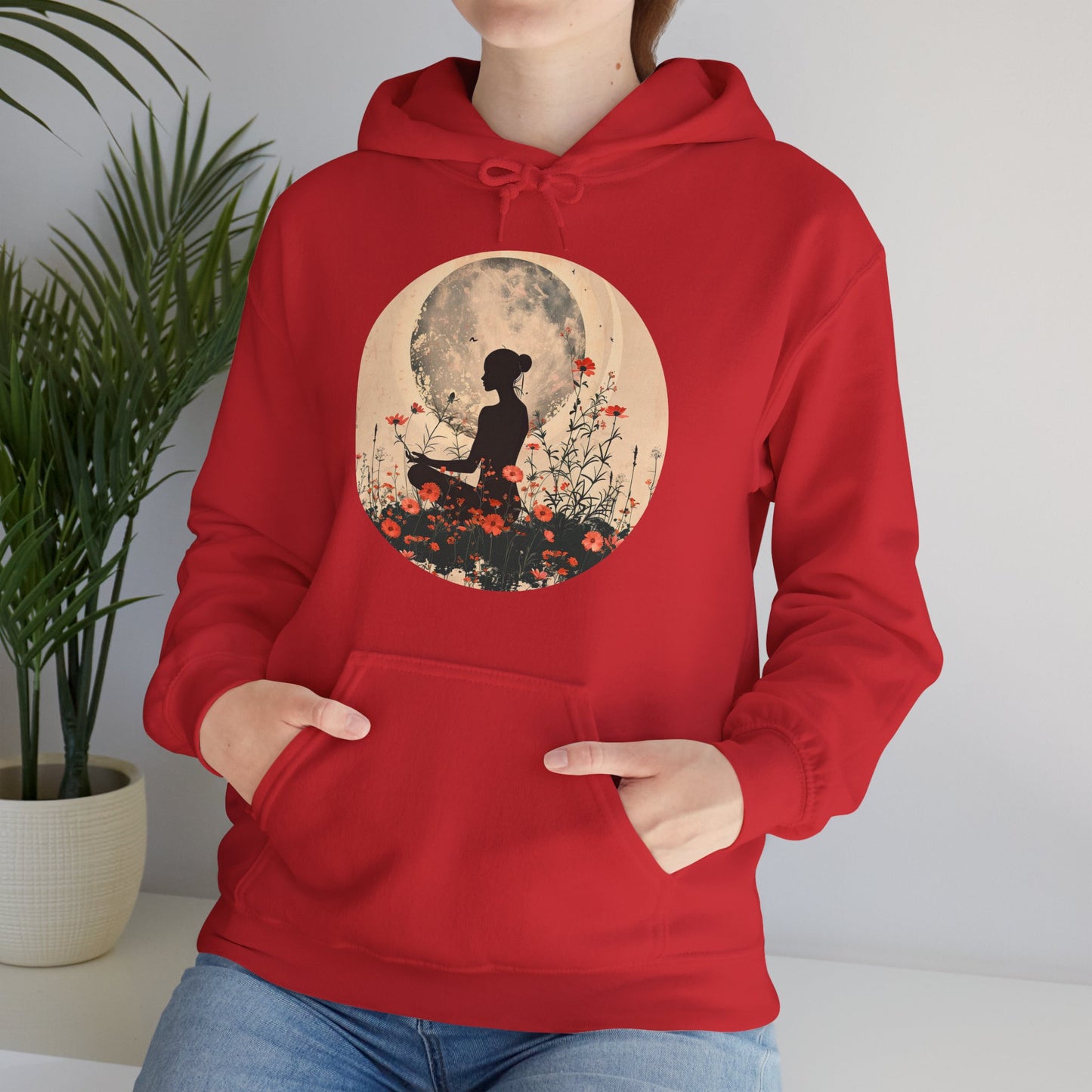 🌕Moonlit Meditation Hoodie – Divine Feminine Stillness & Strength✨🌹🧘🏾‍♀️