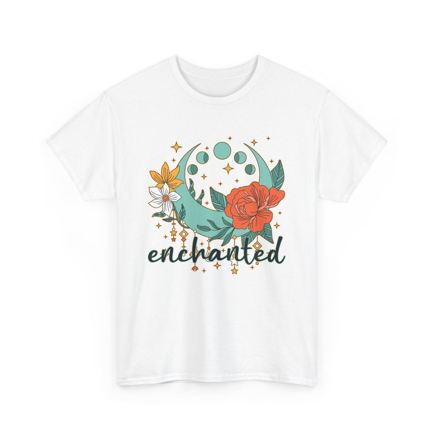 Enchanted Moon Phases Heavy Cotton Tee - Boho Magic in Motion