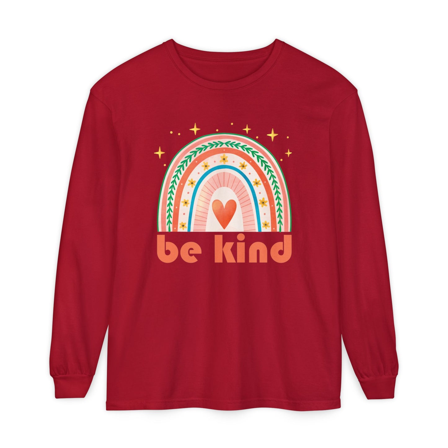 🌈Be Kind - Boho Rainbow Long Sleeve Tee