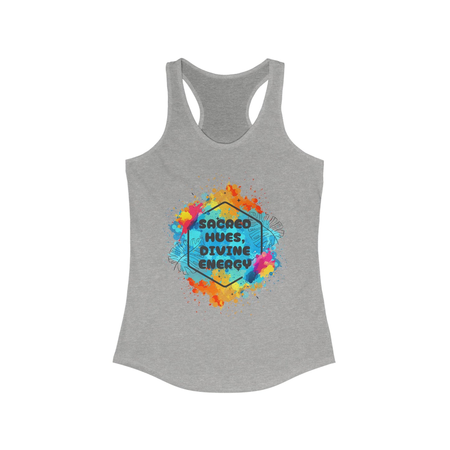 "Sacred Hues Divine Energy" Racerback Tank - Vibrant Artistic Design for Active Souls