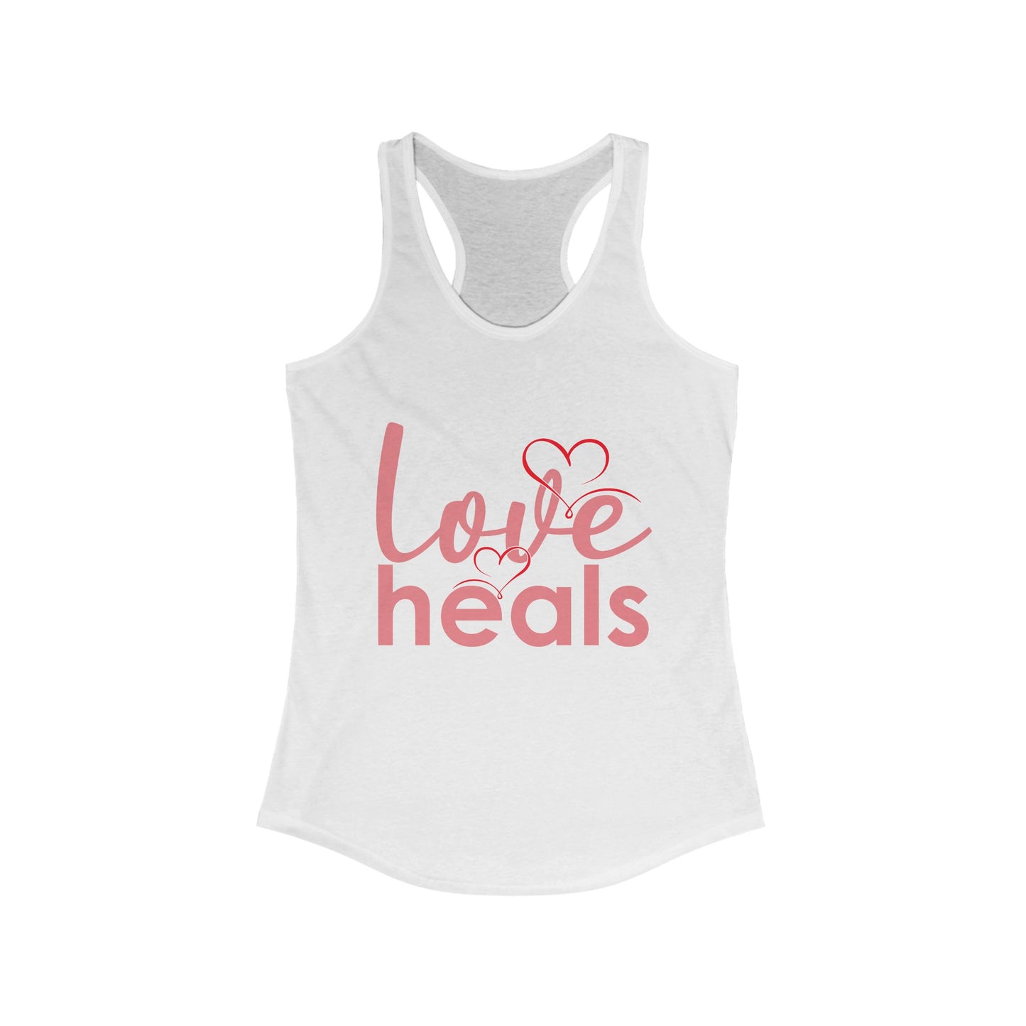 "Love Heals" - Heart-Centered Women's Racerback Tank - Inspirational Workout Top