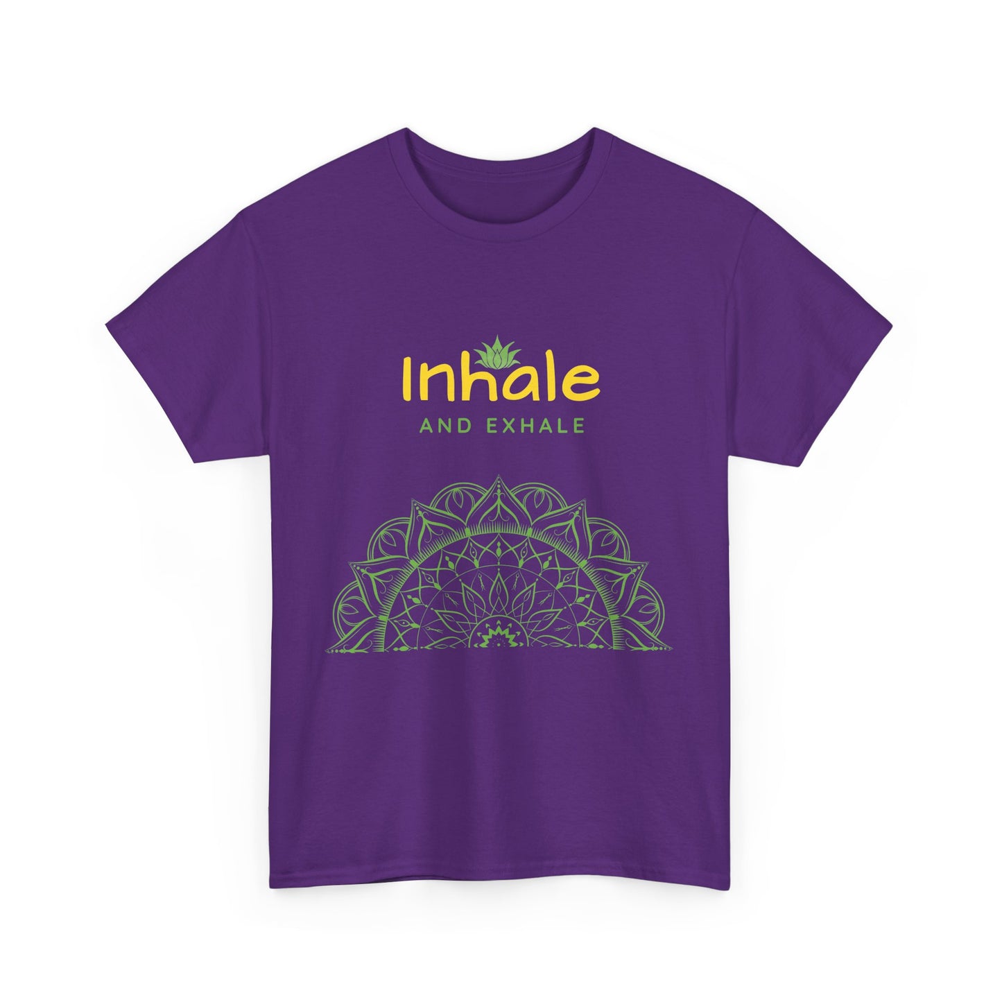 Inhale Exhale Mandala Heavy Cotton Tee - Breathe In Peace, Breathe Out Stress
