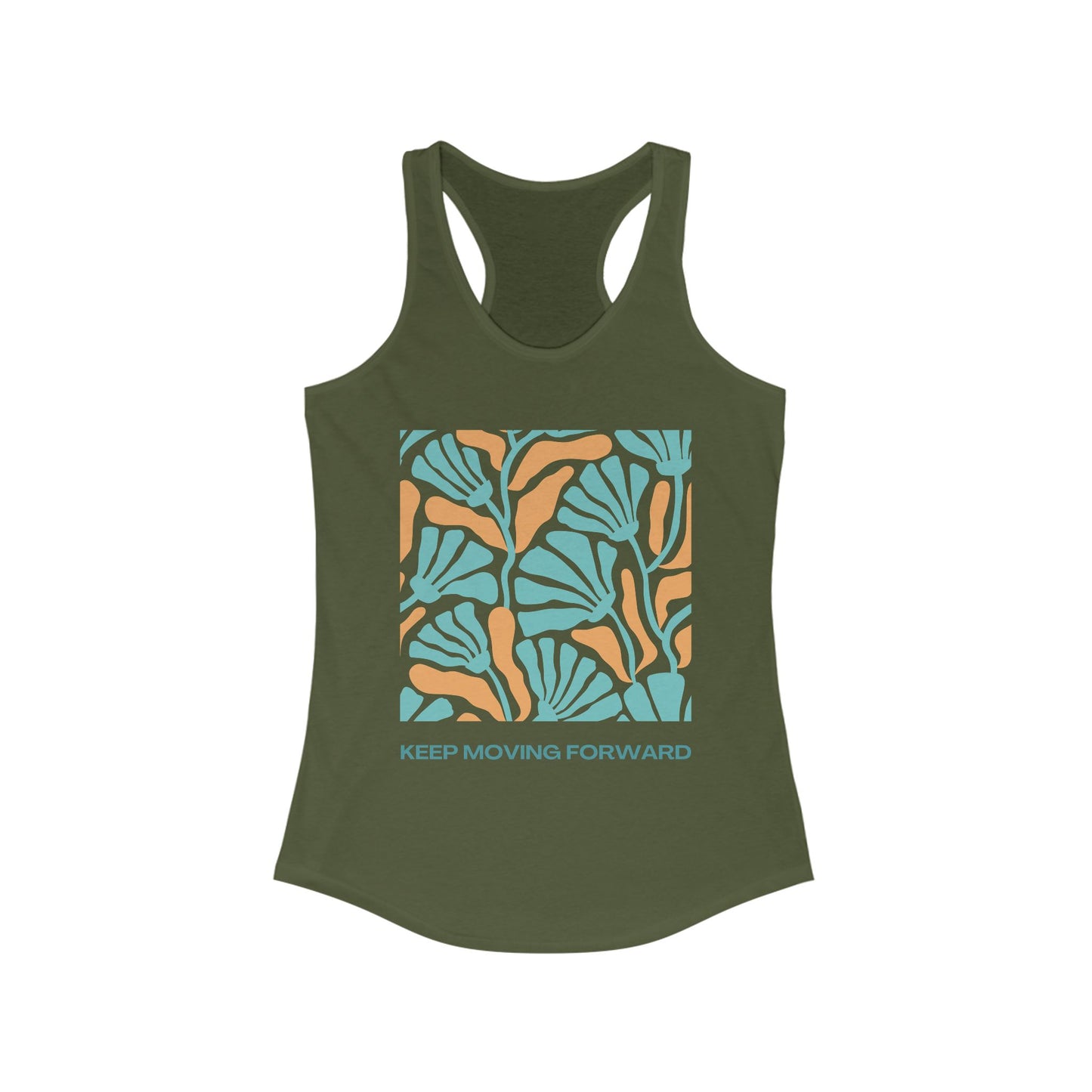 "Keep Moving Forward" - Floral Women’s Racerback Tank - Fuel Your Flow