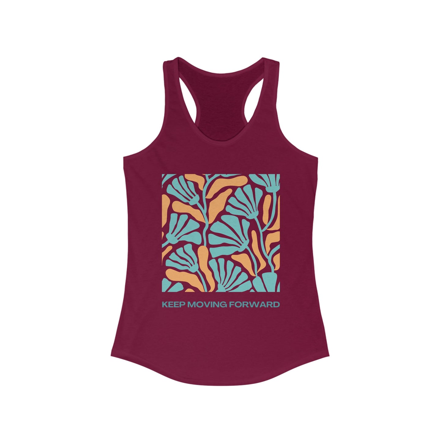 "Keep Moving Forward" - Floral Women’s Racerback Tank - Fuel Your Flow
