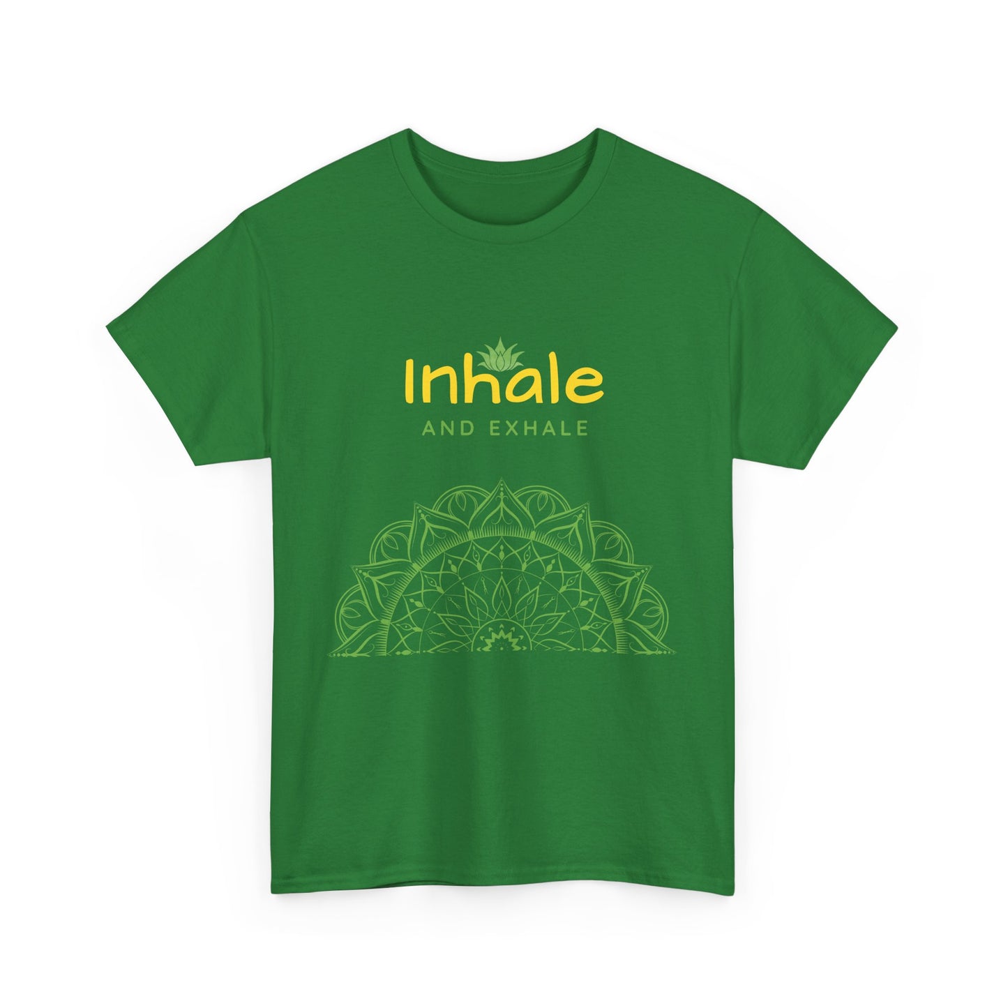 Inhale Exhale Mandala Heavy Cotton Tee - Breathe In Peace, Breathe Out Stress