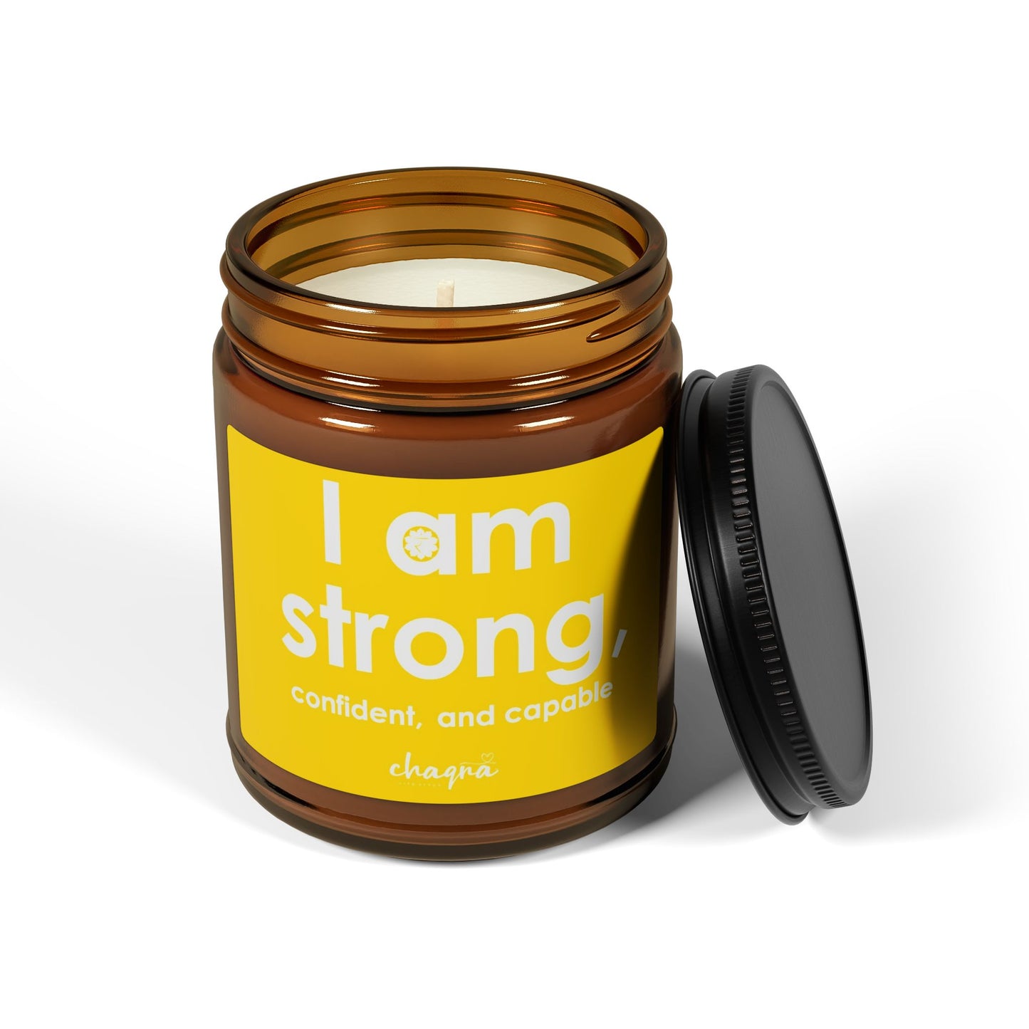 SOLAR PLEXUS CHAQRA Affirmation Candle 9oz. - "I am strong, confident, and capable"- Scented Soy Candle