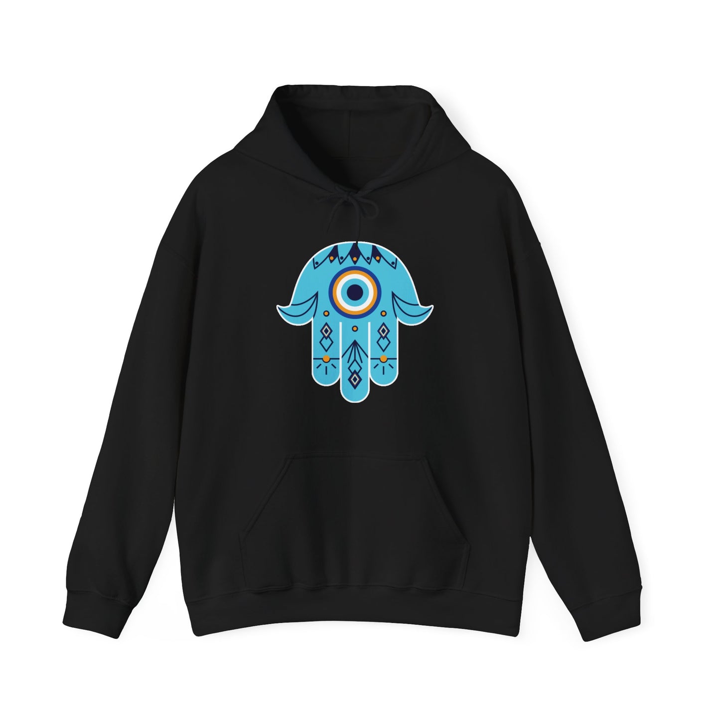 🧿Hand of Hamsa with Evil Eye Motif Protection Hoodie🧿🌙✨