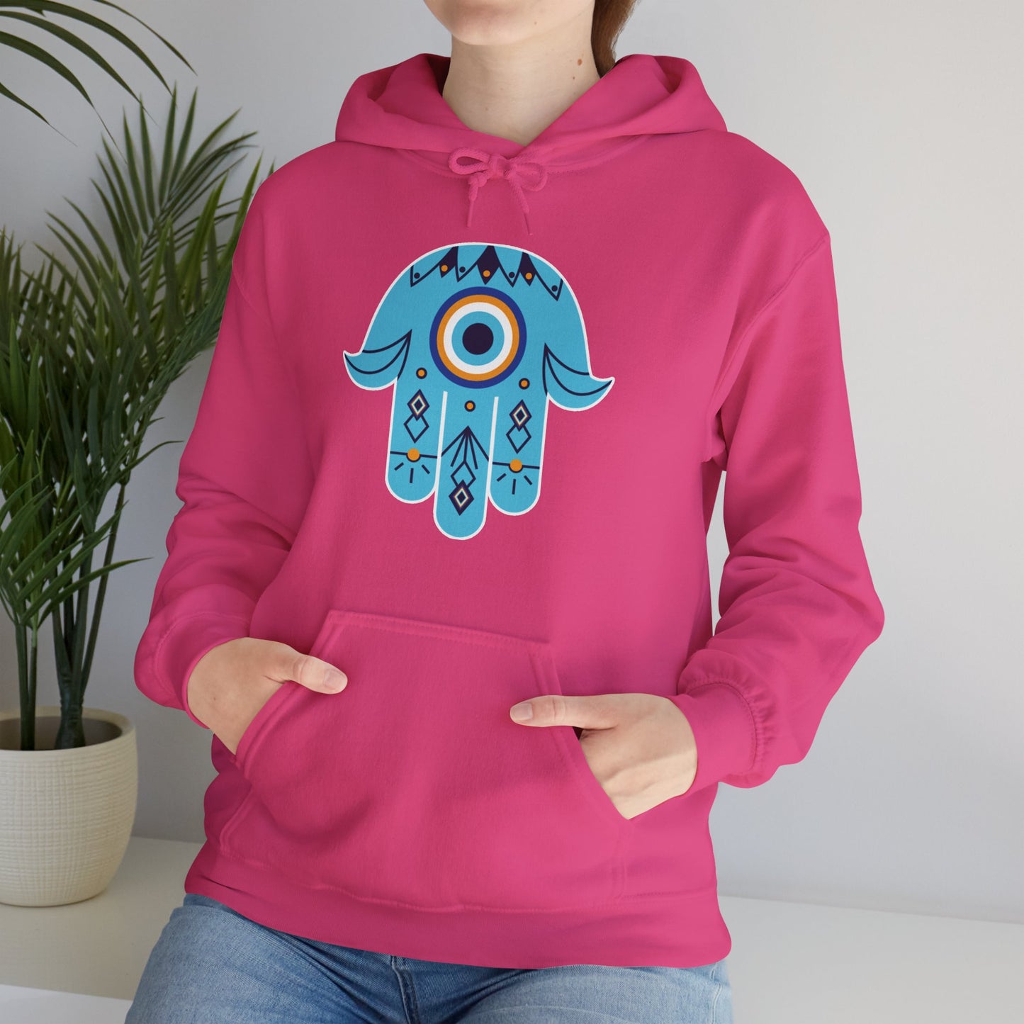 🧿Hand of Hamsa with Evil Eye Motif Protection Hoodie🧿🌙✨