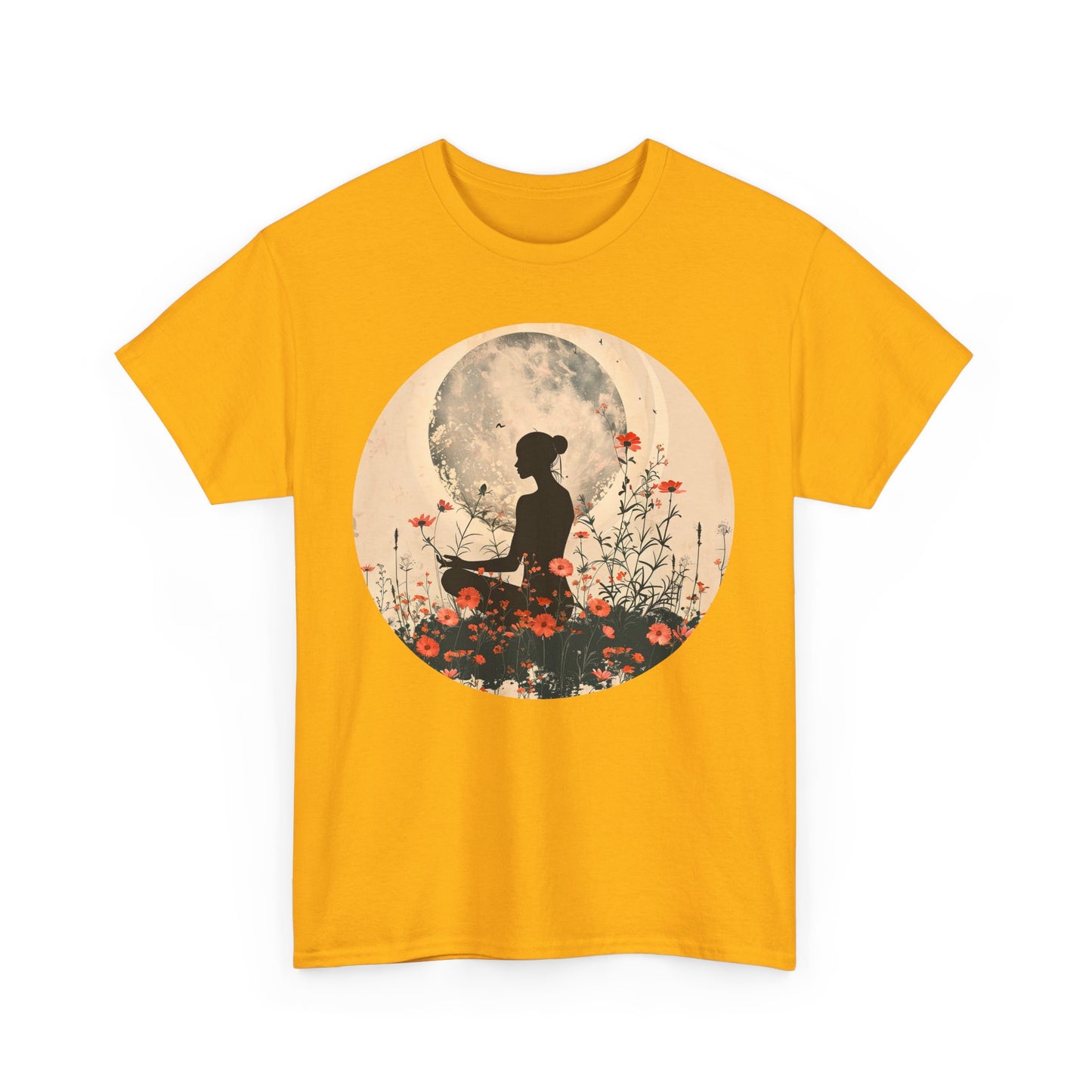 🌕"Moonflower Muse" Heavy Cotton Tee - Where Stillness Blooms