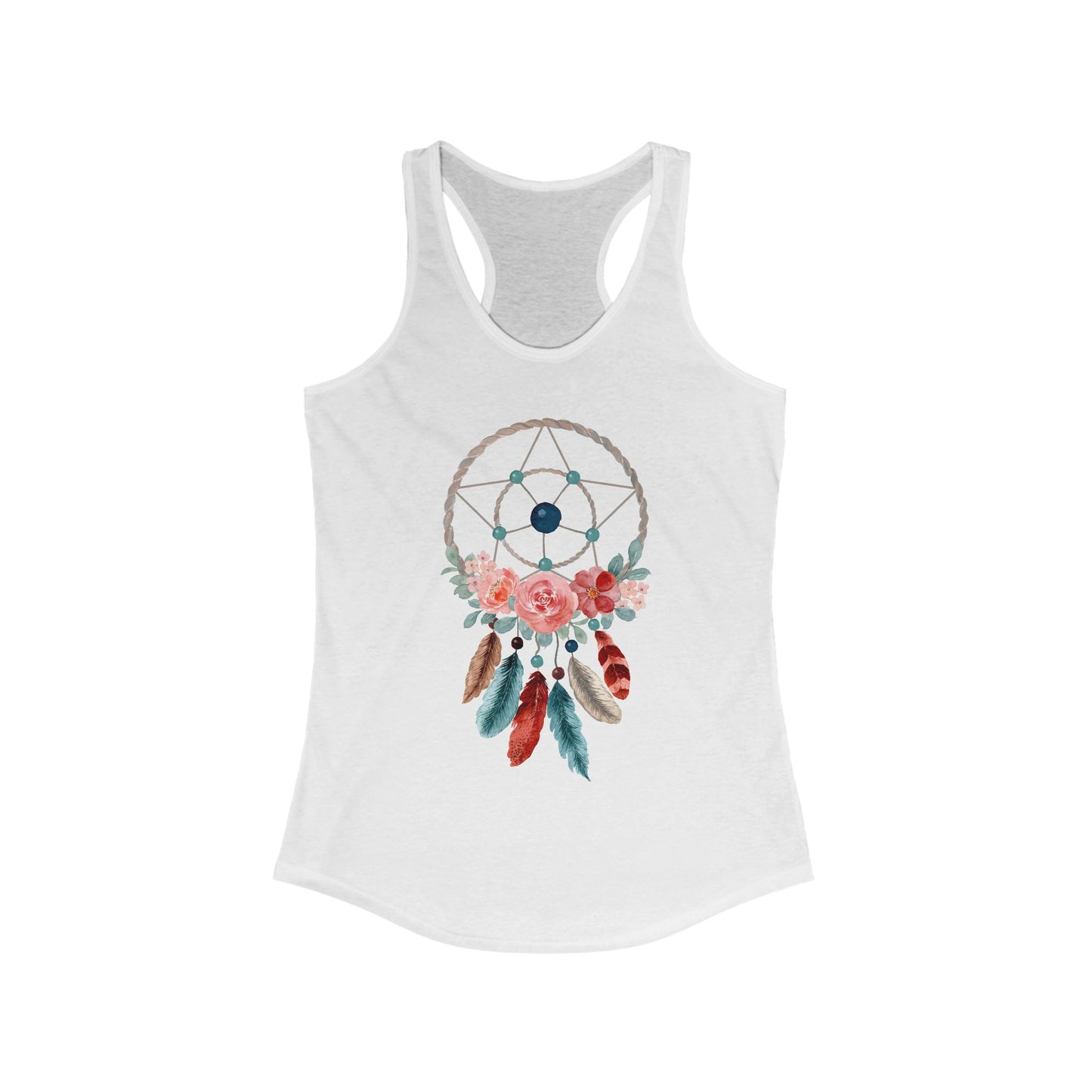 Dreamcatcher Floral Racerback Tank - BOHO Style Women's Top for Free Spirits