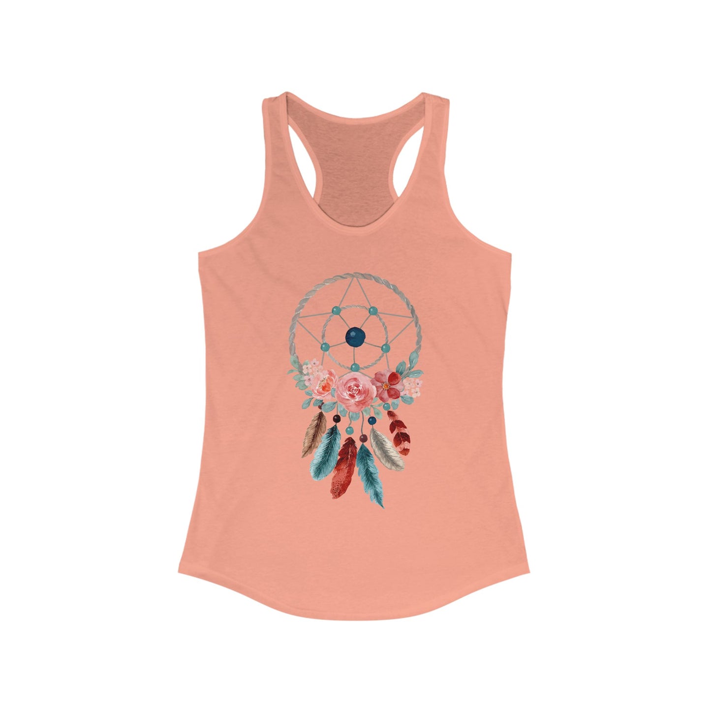 Dreamcatcher Floral Racerback Tank - BOHO Style Women's Top for Free Spirits
